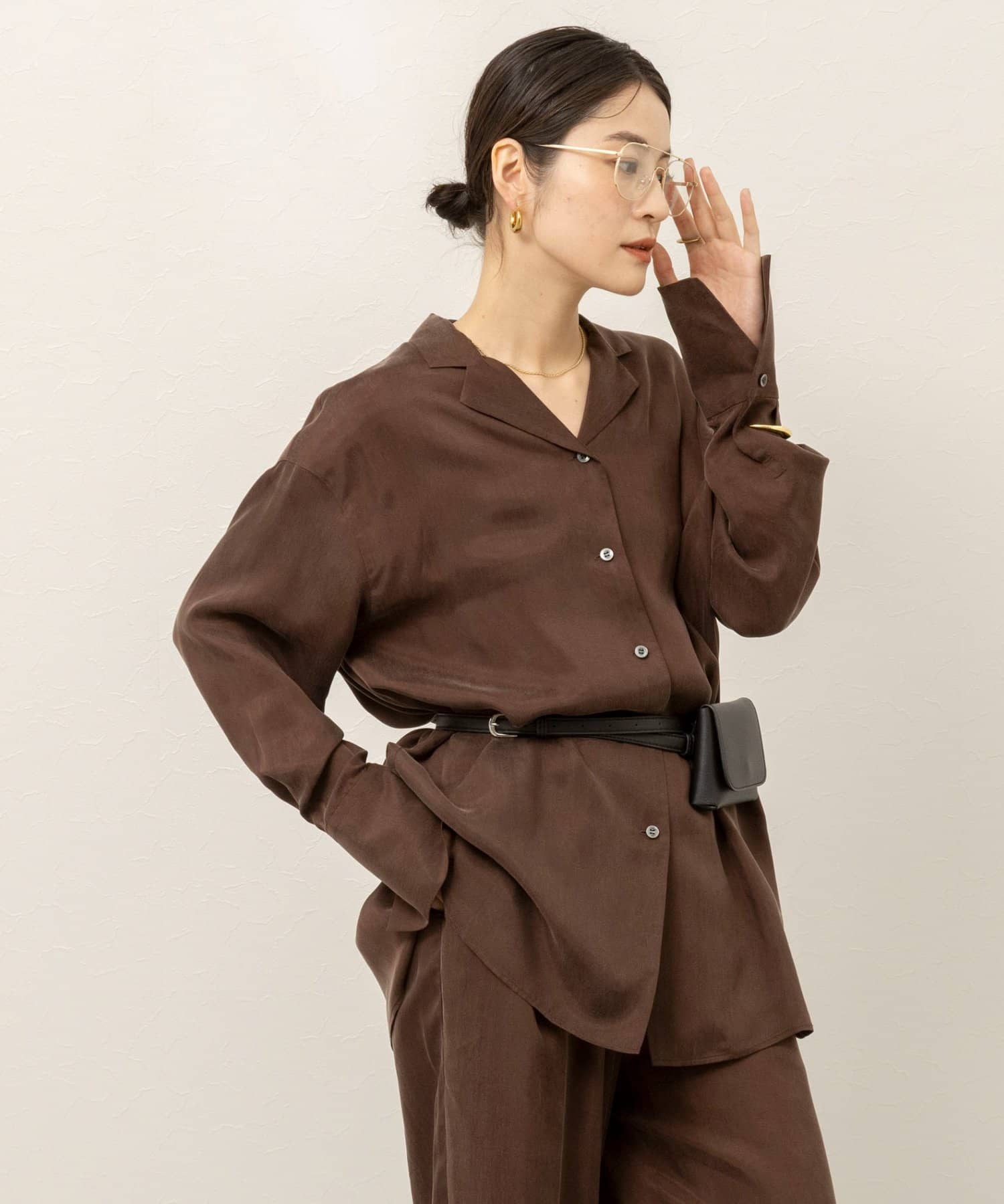 NOLLEY'S(ノーリーズ) 《セットアップ対応》【MAQWEL/マクウェル】ウォッシャブルサテンシャツ