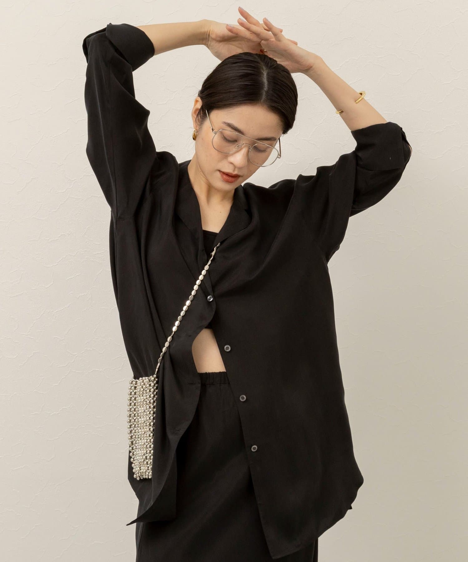 NOLLEY'S(ノーリーズ) 《セットアップ対応》【MAQWEL/マクウェル】ウォッシャブルサテンシャツ