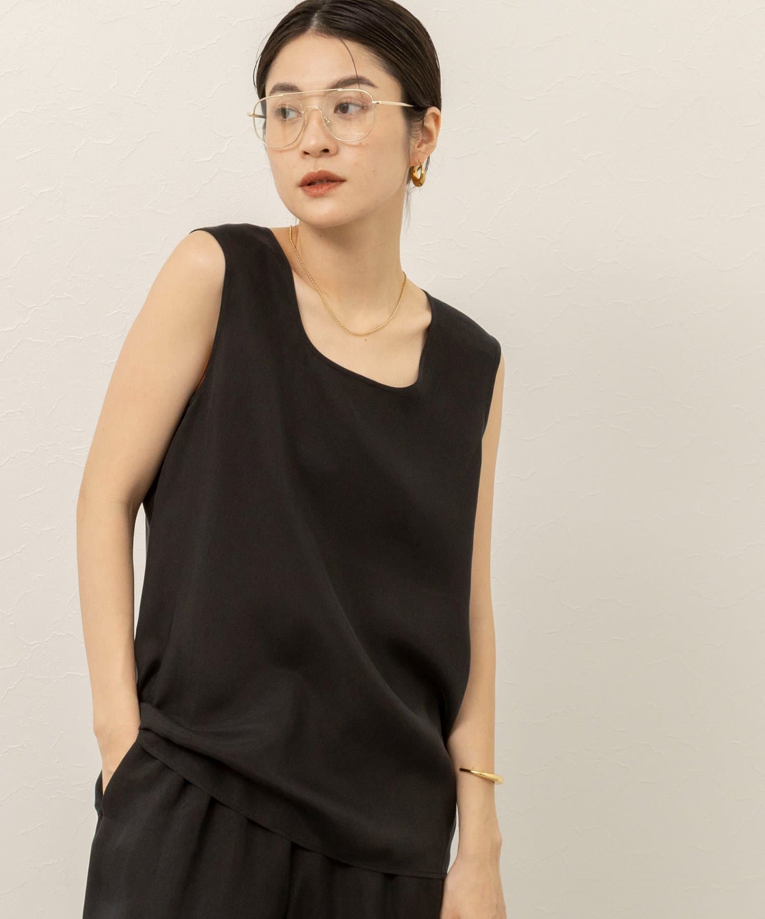 NOLLEY'S(ノーリーズ) 《セットアップ対応》【MAQWEL/マクウェル】ウォッシャブルサテンノースリーブ