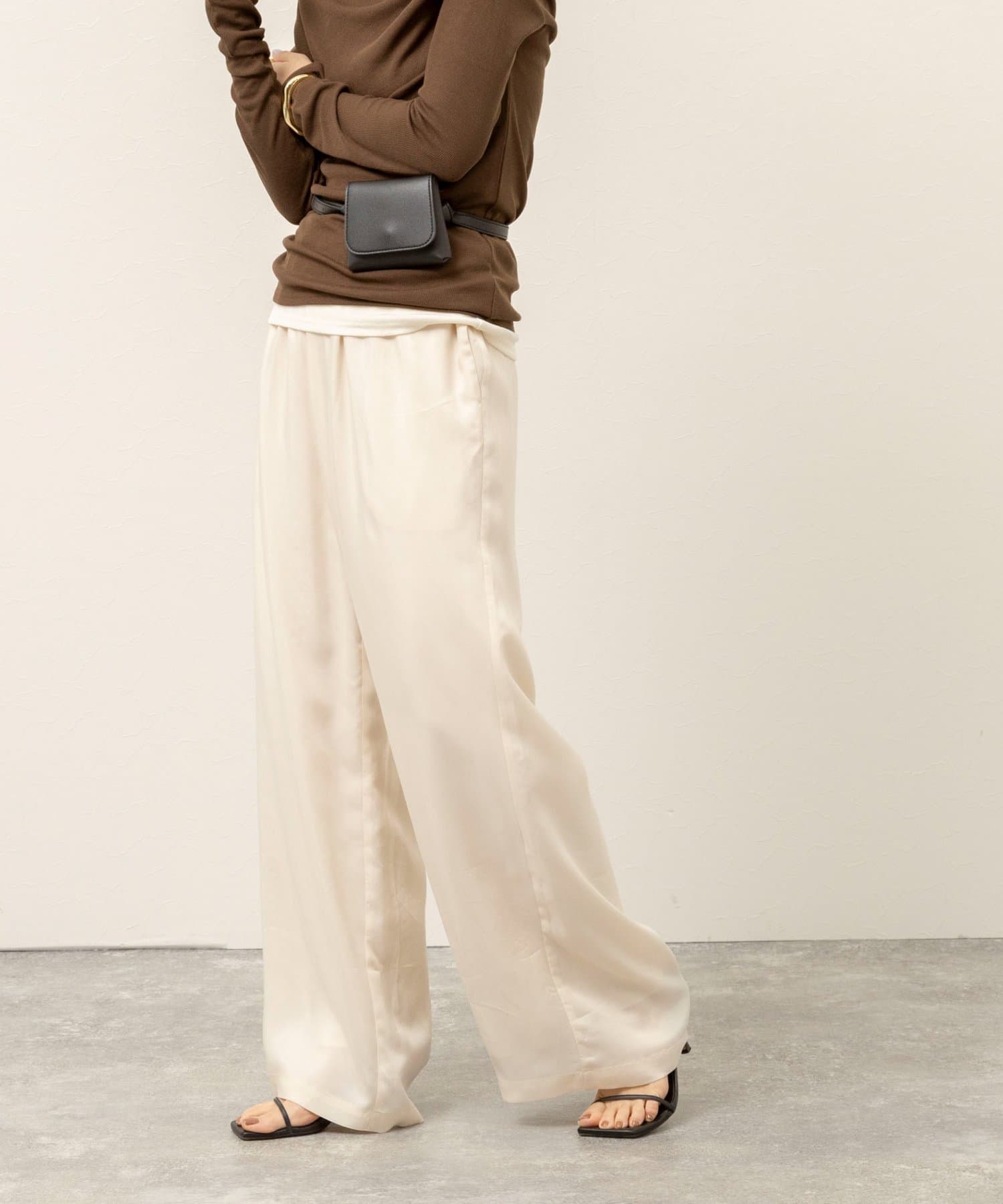 NOLLEY'S(ノーリーズ) 《セットアップ対応》【MAQWEL/マクウェル】ウォッシャブルサテンパンツ