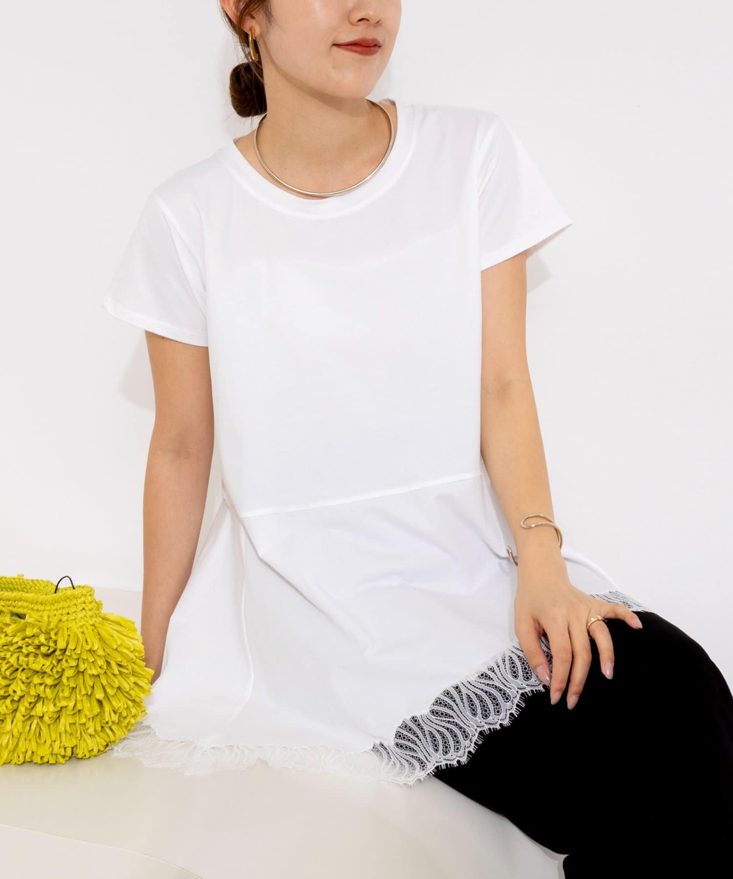 NOLLEY'S(ノーリーズ) 【WEB限定】ウォッシャブルヘムレースカットソー