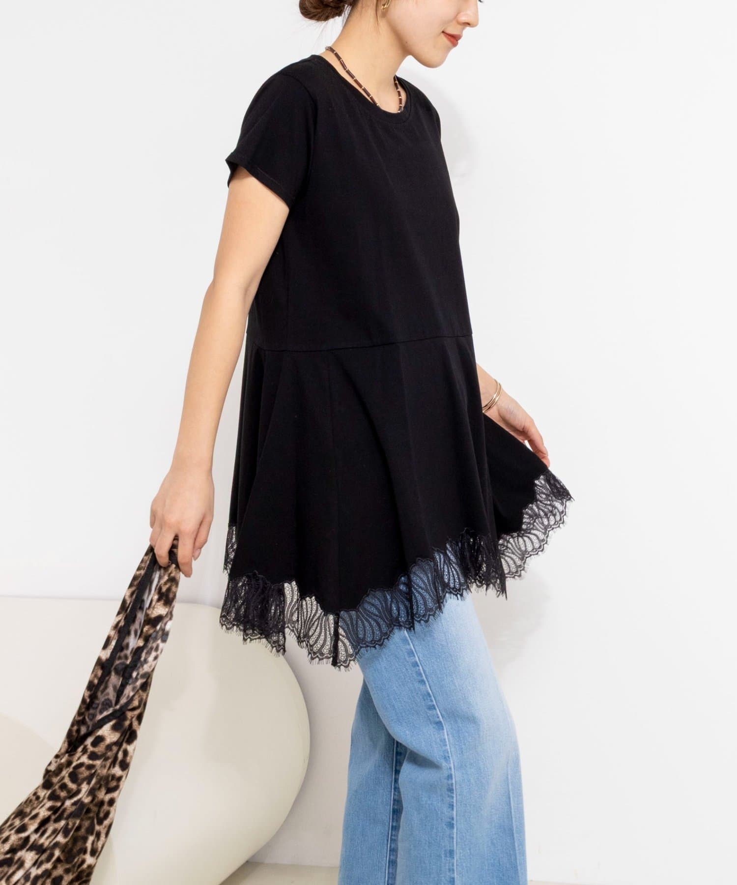 NOLLEY'S(ノーリーズ) 【WEB限定】ウォッシャブルヘムレースカットソー