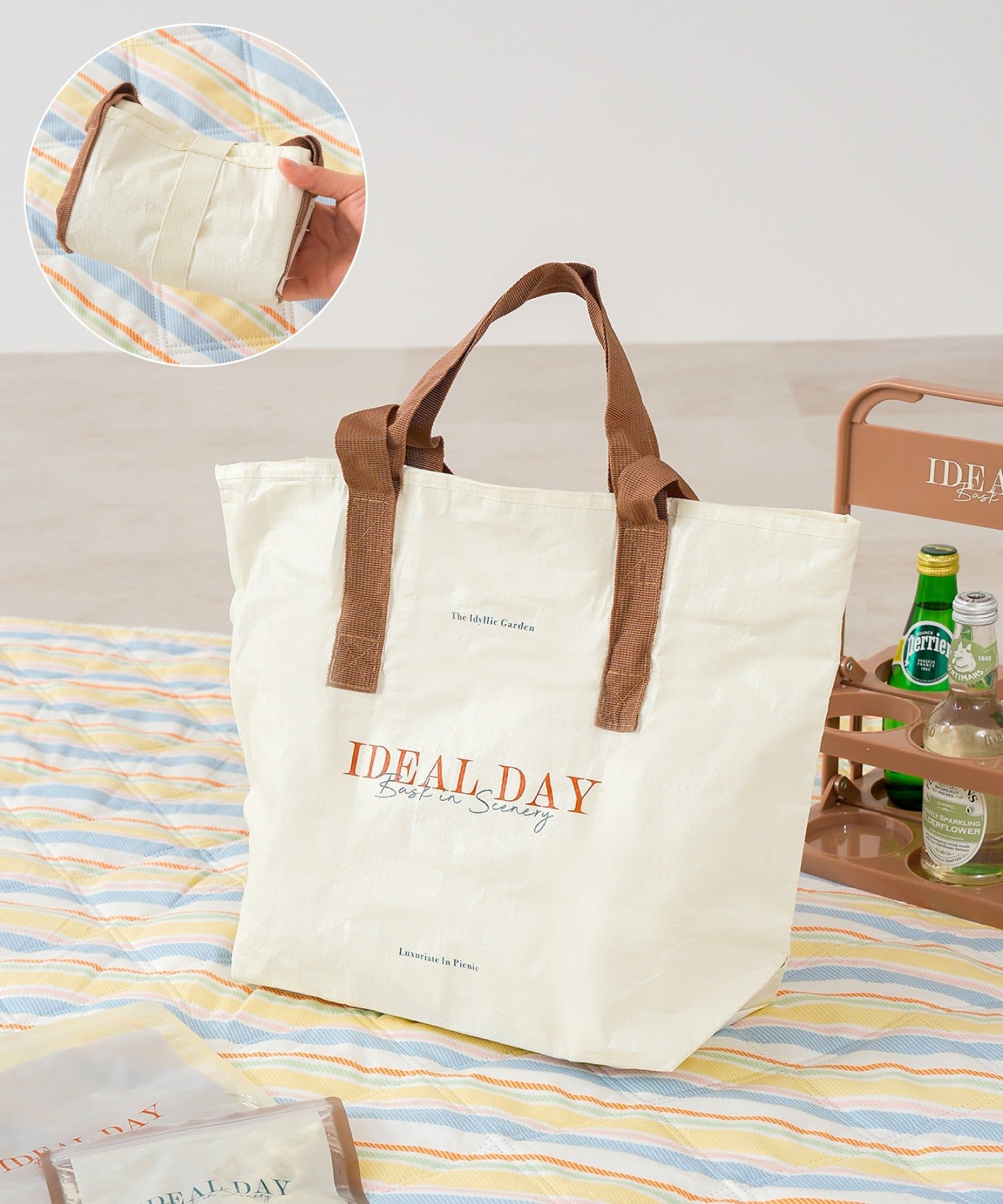 3COINS(スリーコインズ) 畳める保冷エコバッグ／SPRING PICNIC