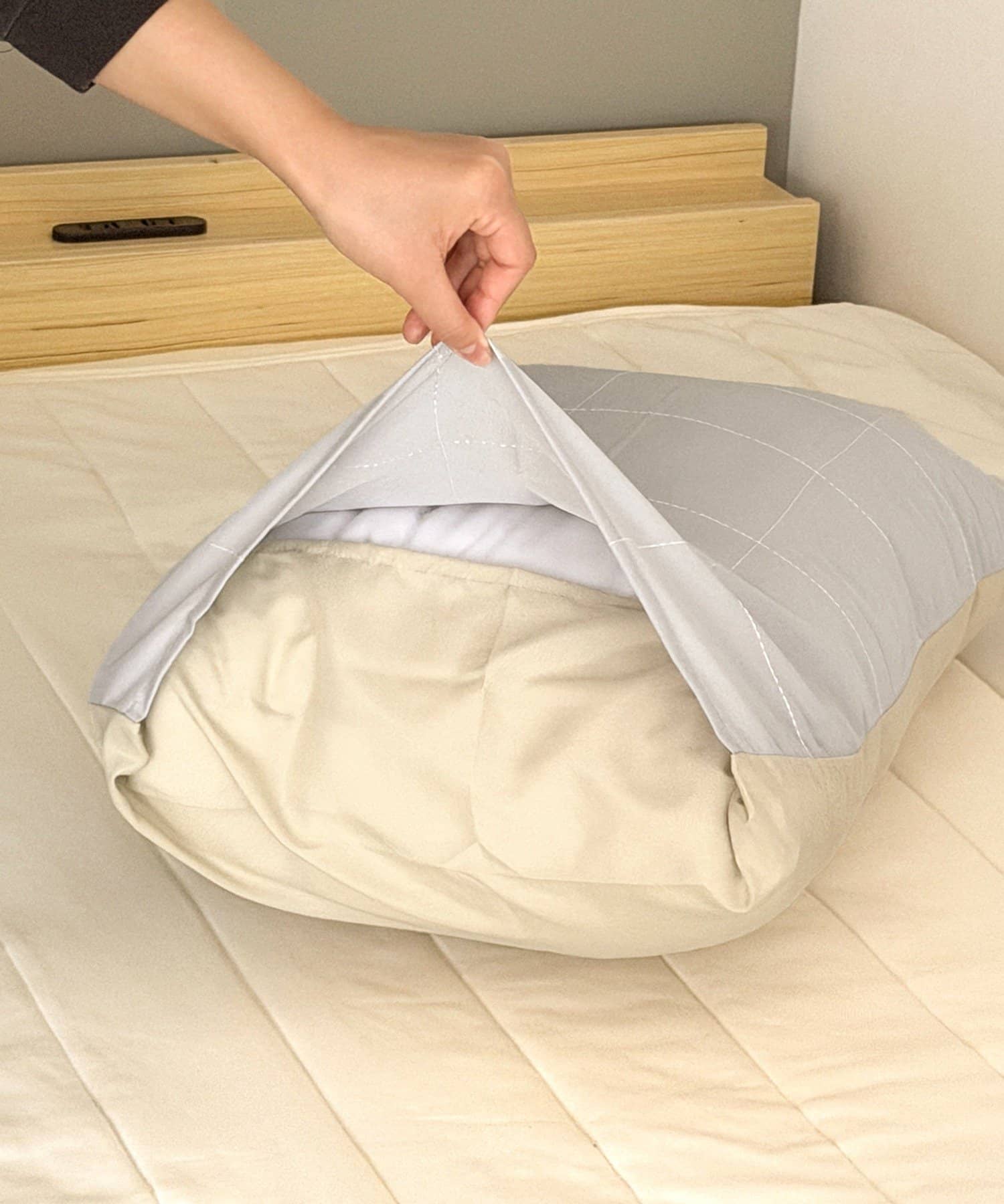 3COINS(スリーコインズ) ドビーチェック枕カバー：40×65cm