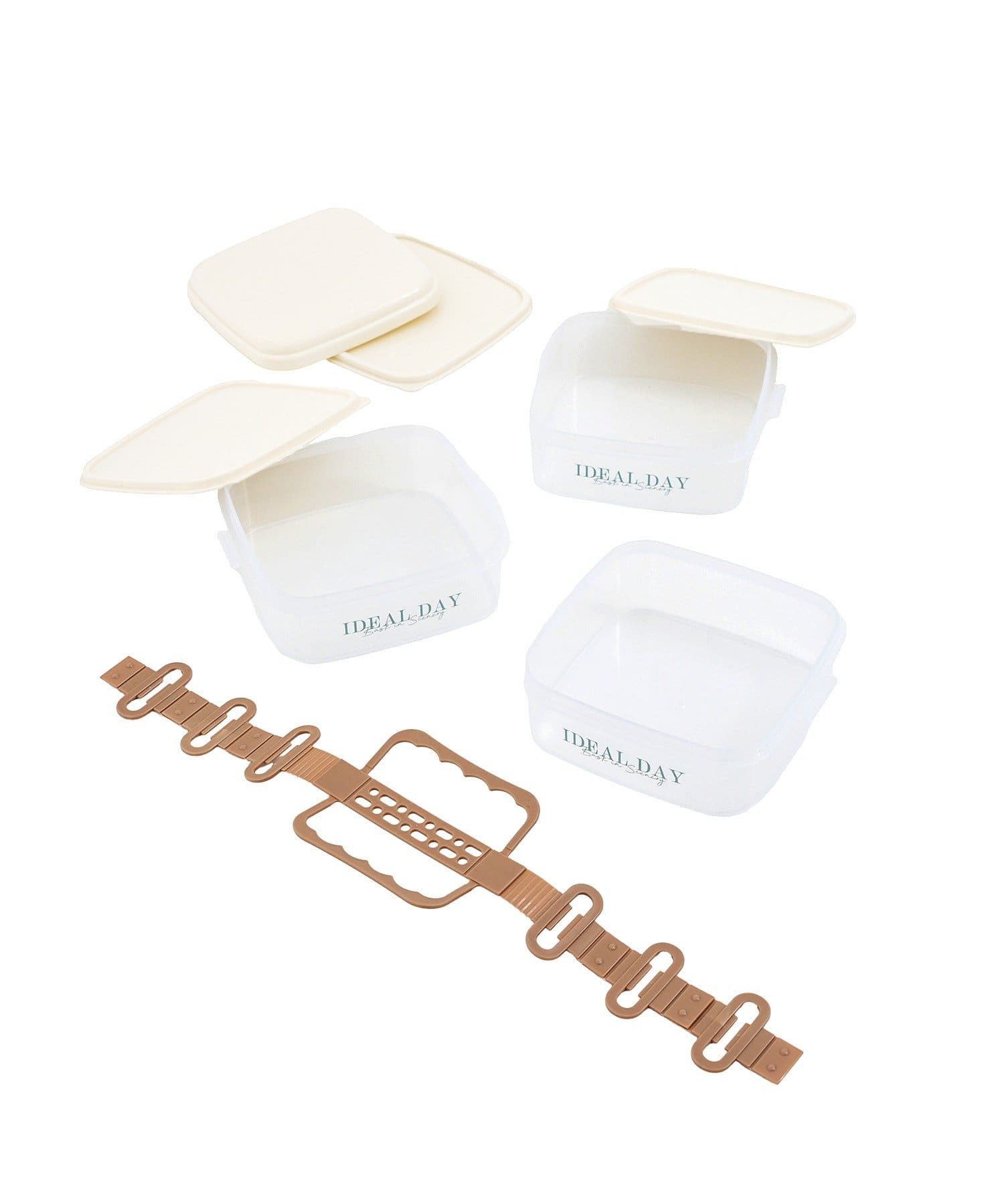 3COINS(スリーコインズ) 3段お弁当箱：四角／SPRING PICNIC