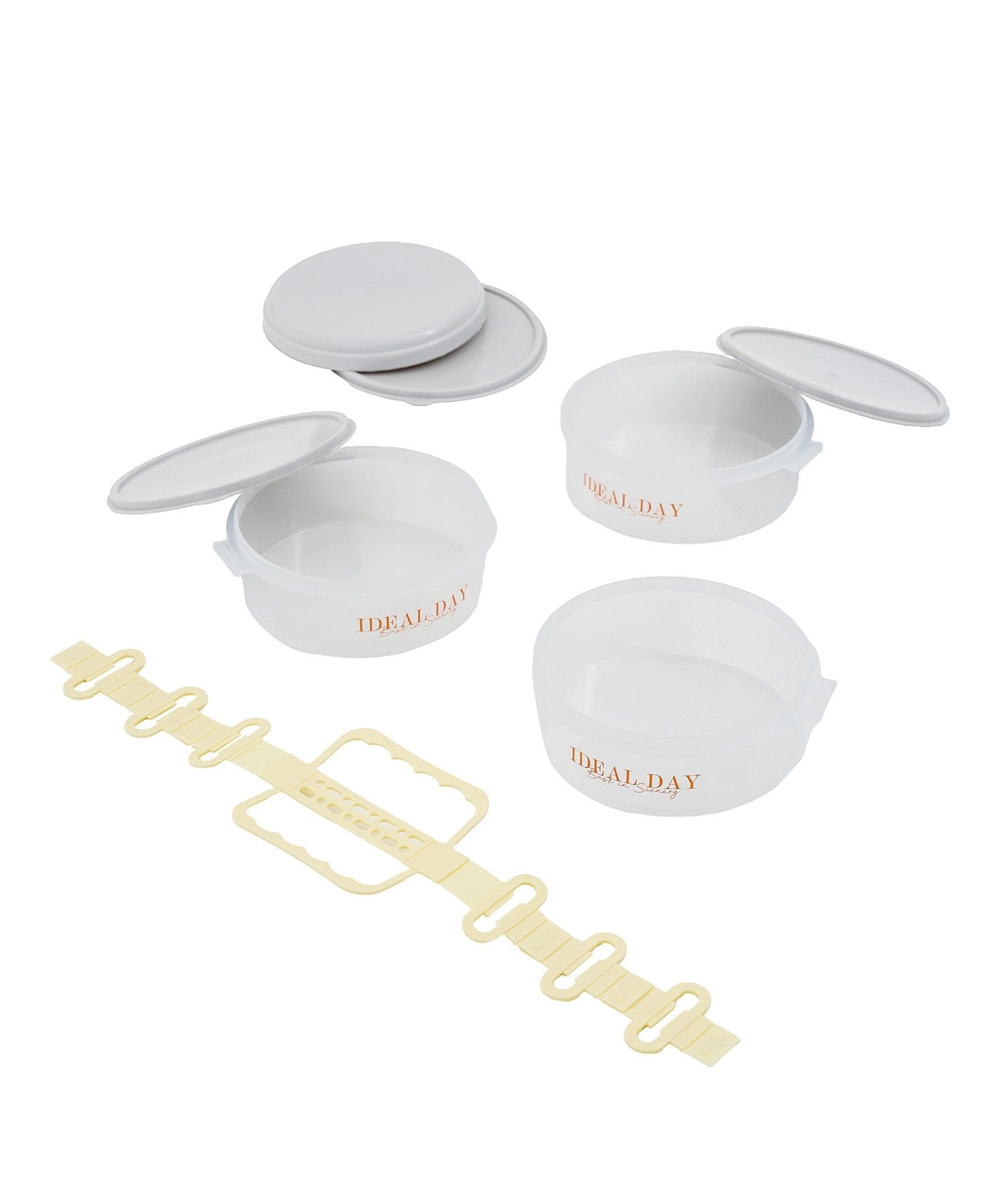 3COINS(スリーコインズ) 3段お弁当箱：丸／SPRING PICNIC