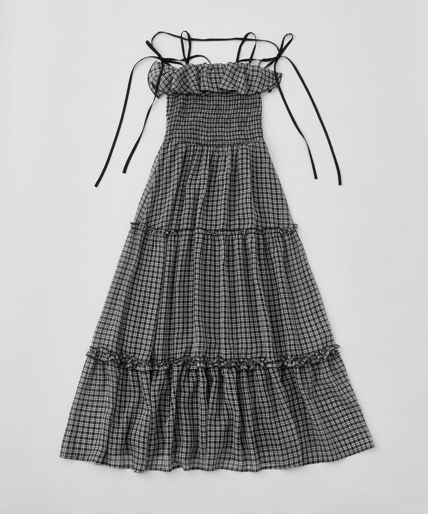 OLIVE des OLIVE(オリーブ デ オリーブ) フリルシャーリングティアードキャミワンピ