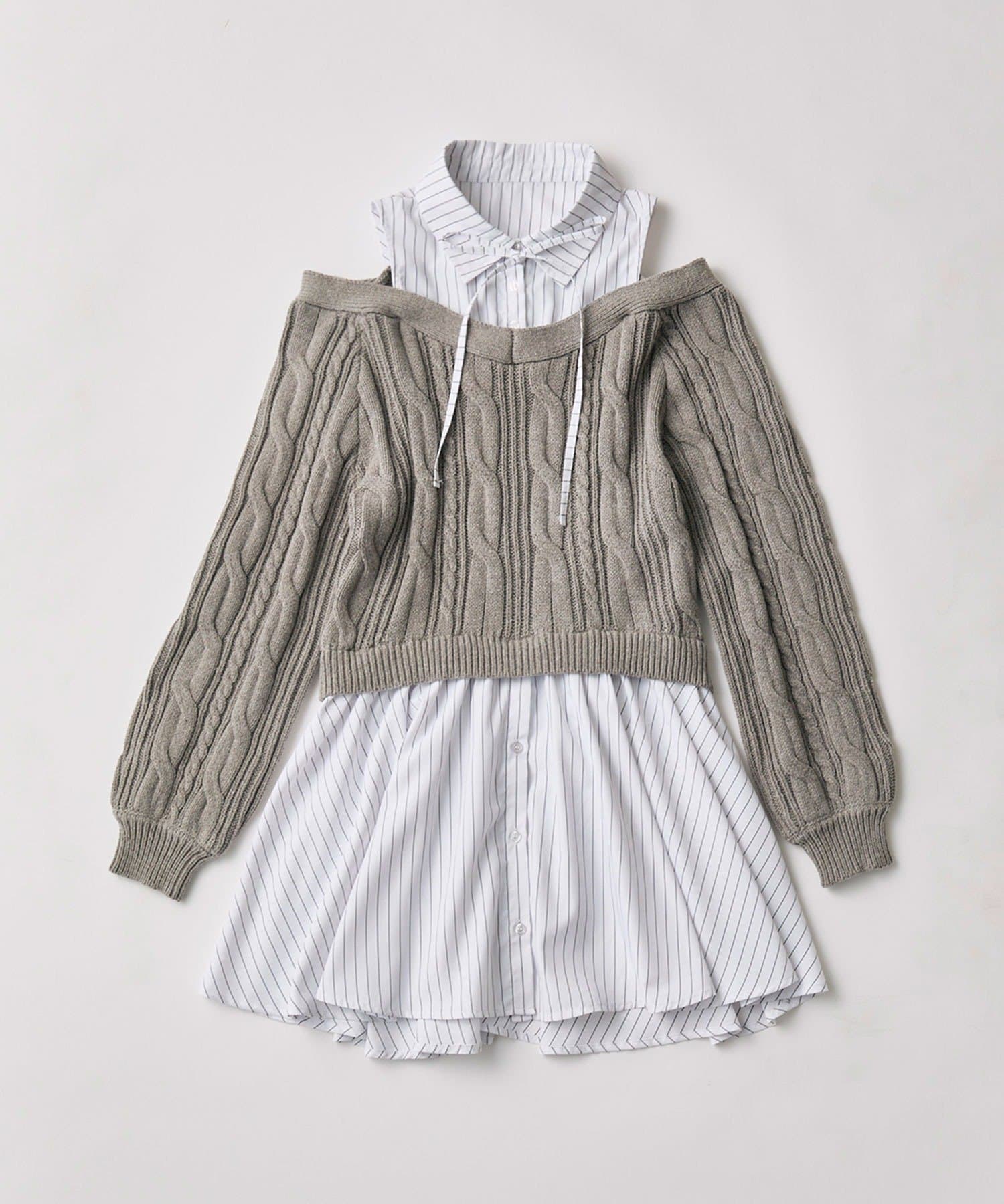 OLIVE des OLIVE(オリーブ デ オリーブ) 肩あきドッキングワンピ