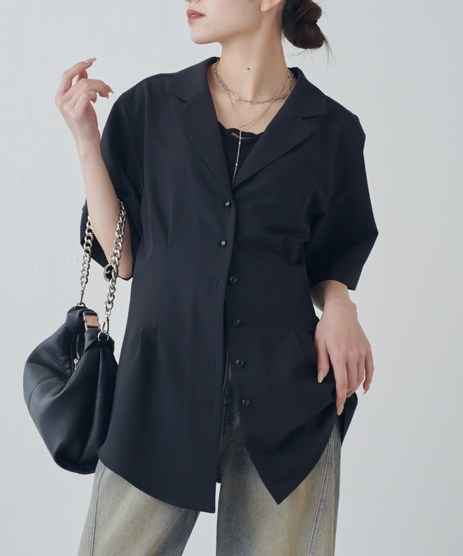 Lui's(ルイス) 半袖ウエストタックジャケットシャツ