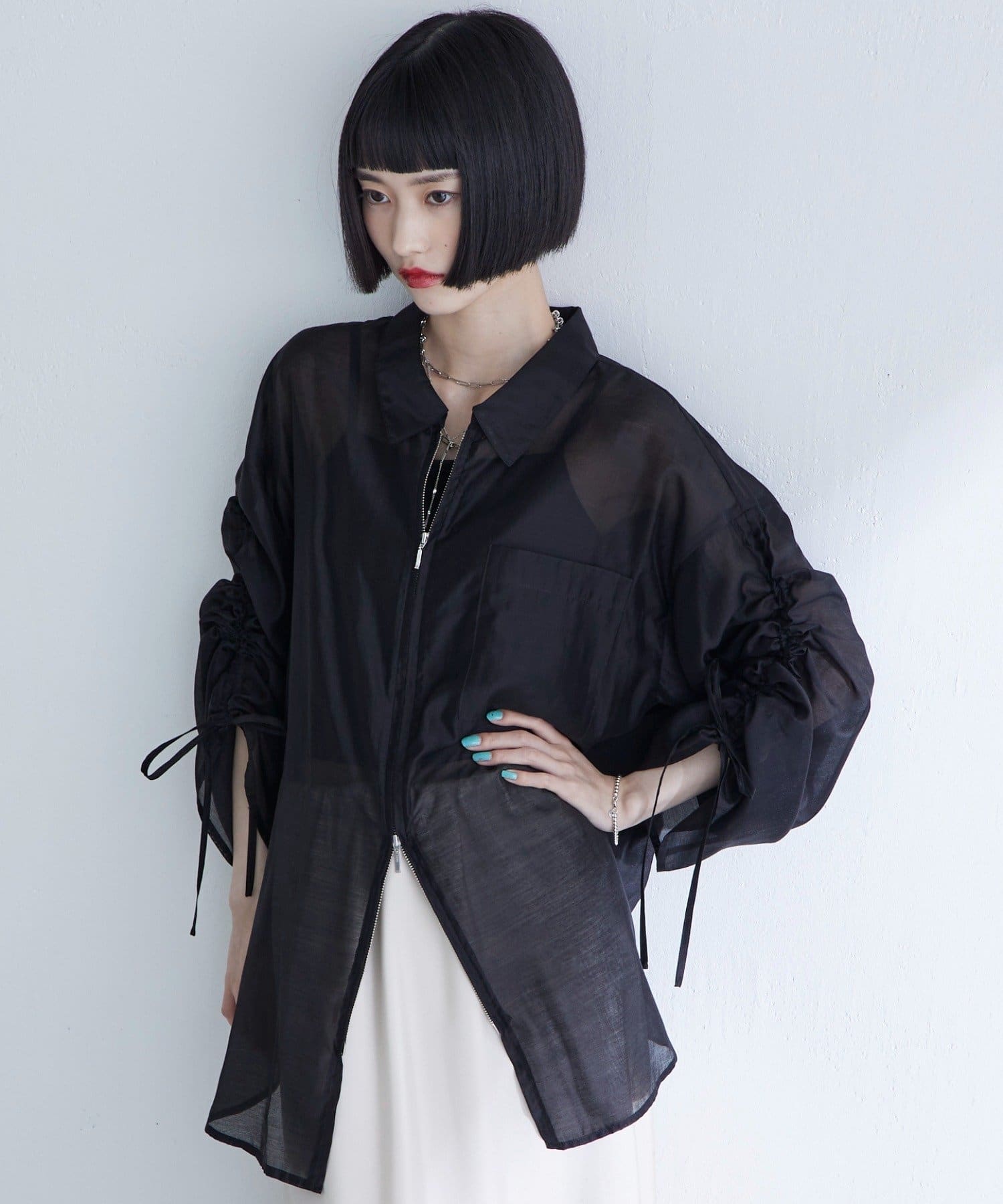 Lui's(ルイス) シアーギャザーダブルZIPシャツ