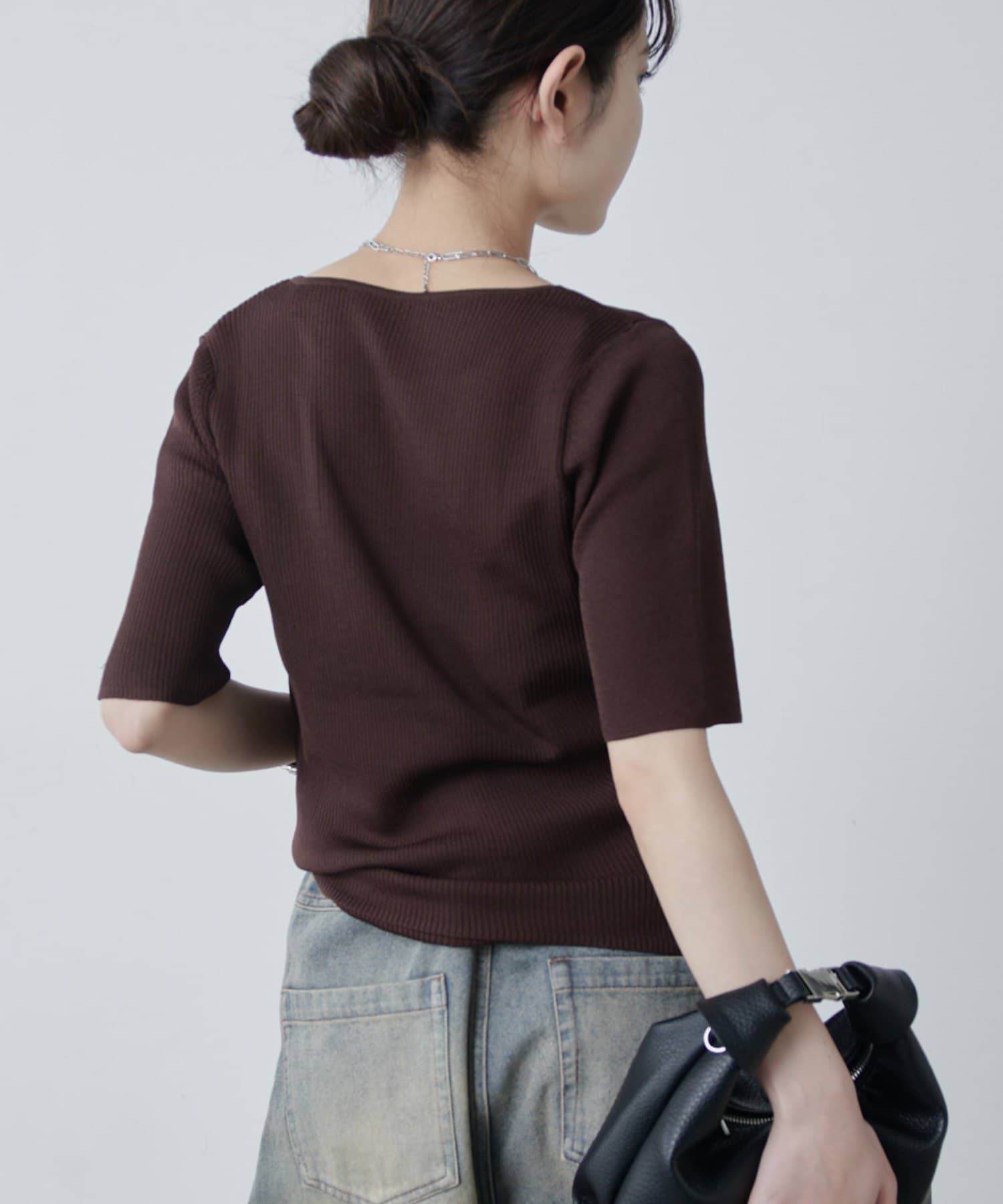 Lui's(ルイス) レイヤード半袖ニットプルオーバー