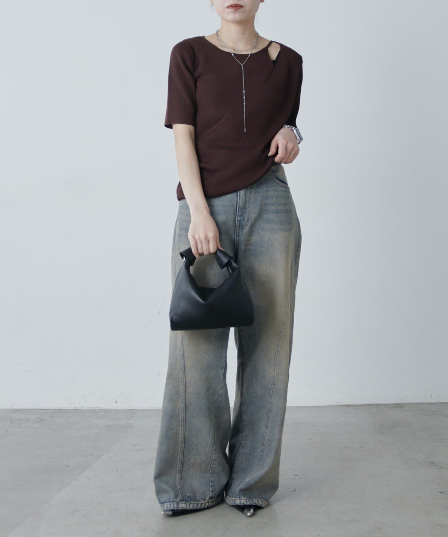 Lui's(ルイス) レイヤード半袖ニットプルオーバー