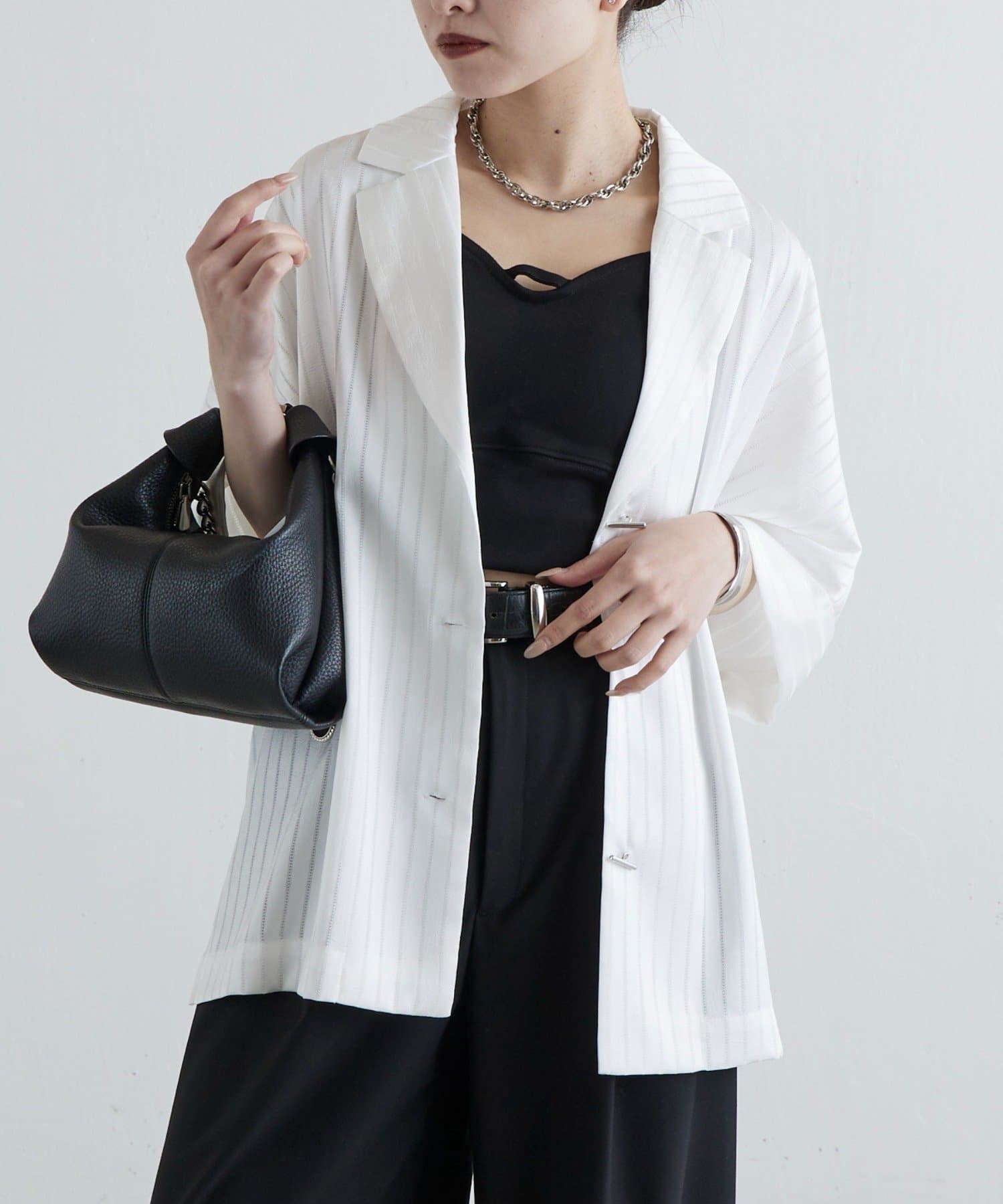 Lui's(ルイス) レースサテン開襟シャツ