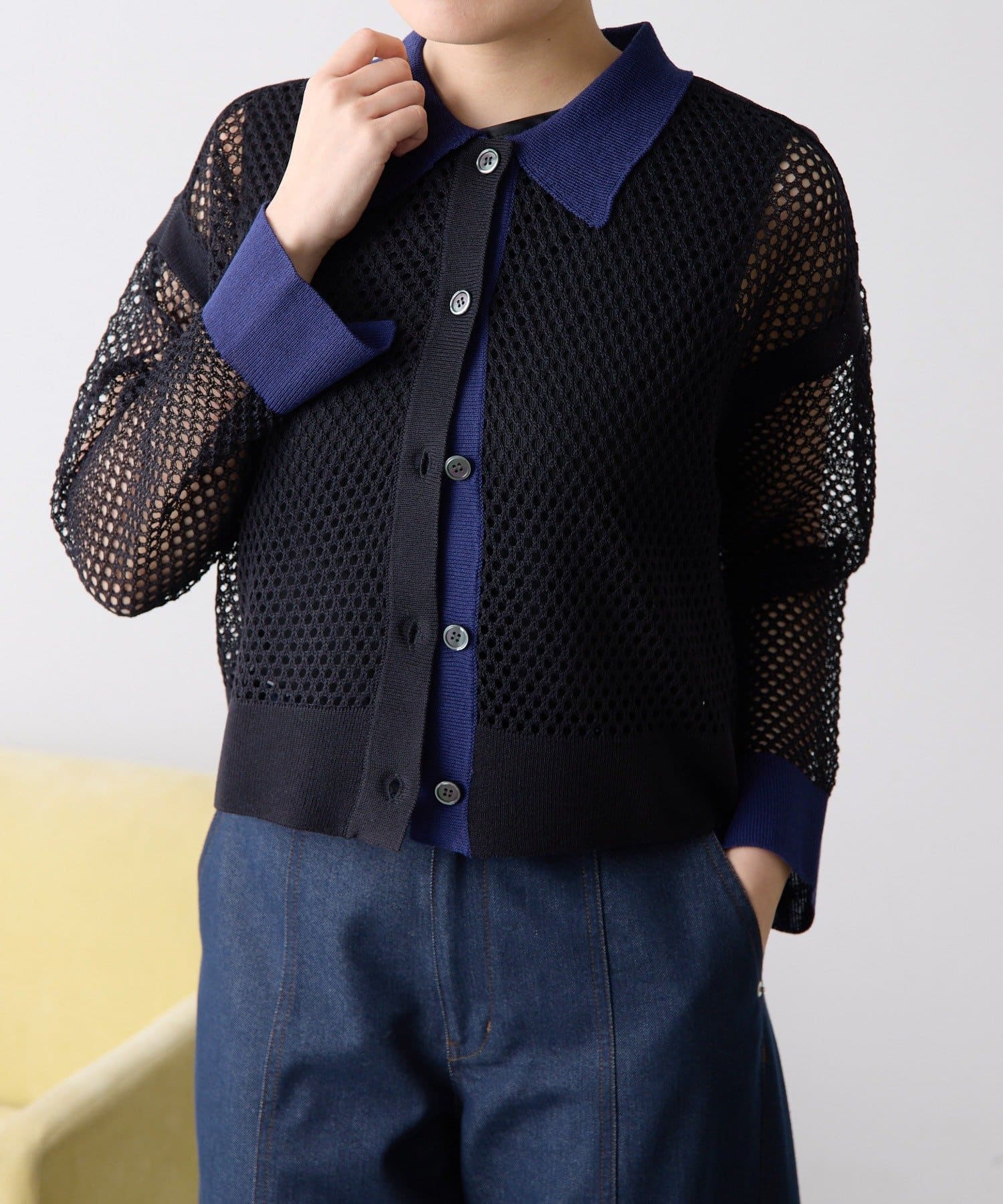 ear PAPILLONNER(イア パピヨネ) 《透け感・伸縮性あり》メッシュポロ【SUM1 STYLE(スミスタイル)】