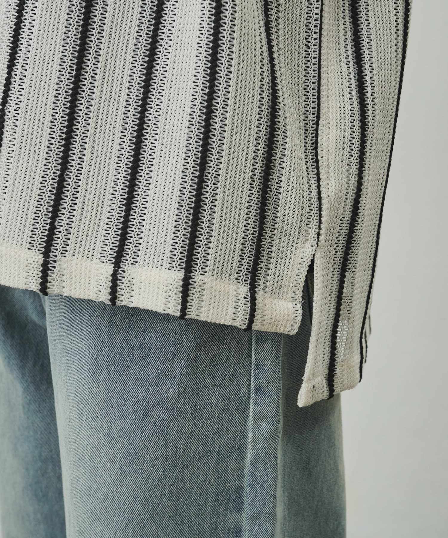 COLONY 2139(コロニー トゥーワンスリーナイン) 【リバイバル】ニット透かし編み半袖シャツ