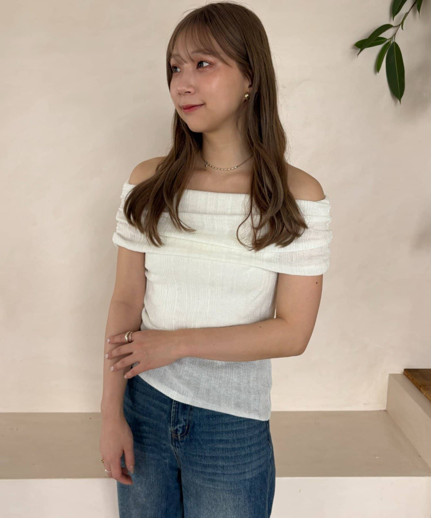 gemeil(ジェムイル) 【MIZUKI企画】オフショルダーリブトップス (LA-341)