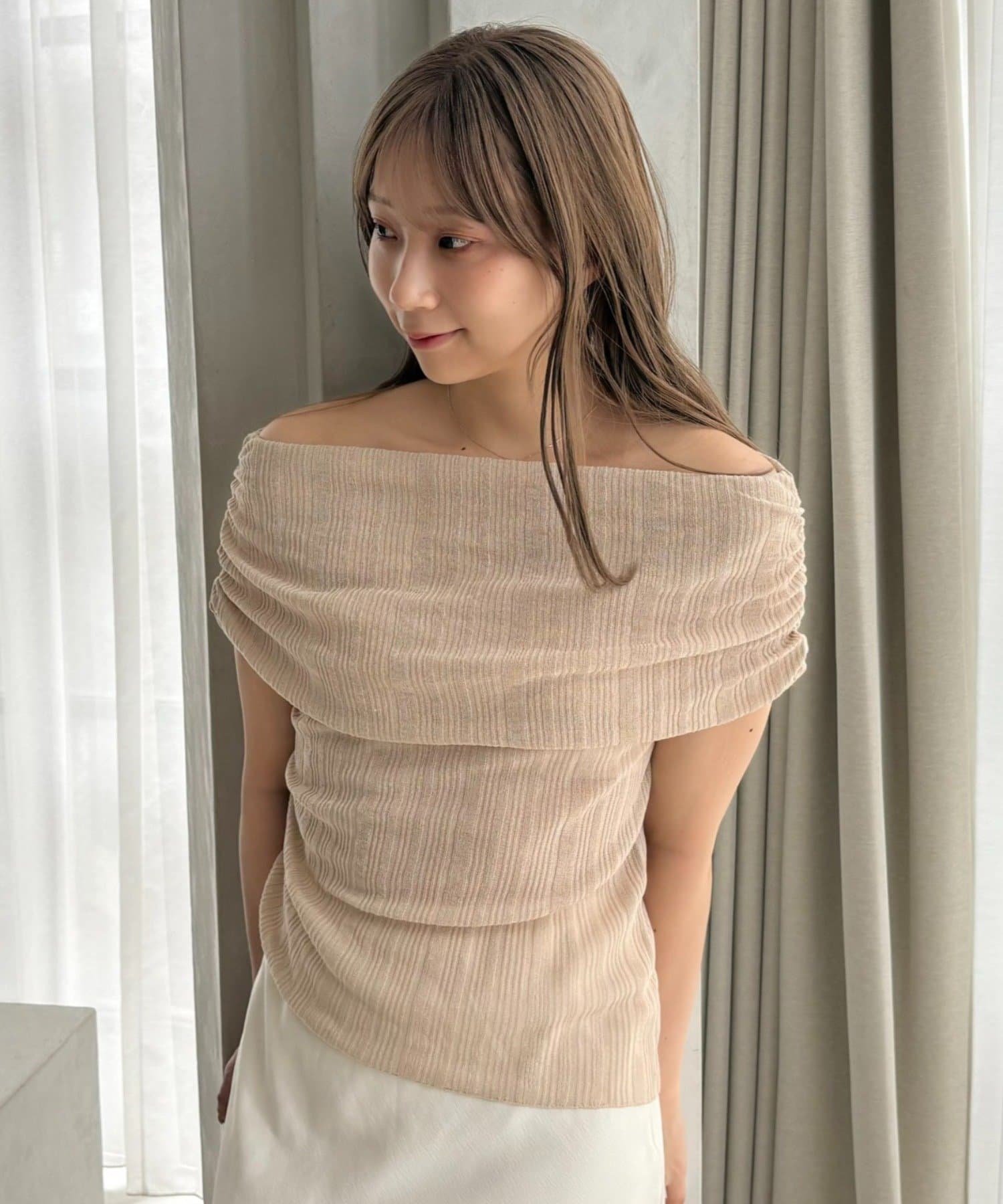 gemeil(ジェムイル) 【MIZUKI企画】オフショルダーリブトップス (LA-341)