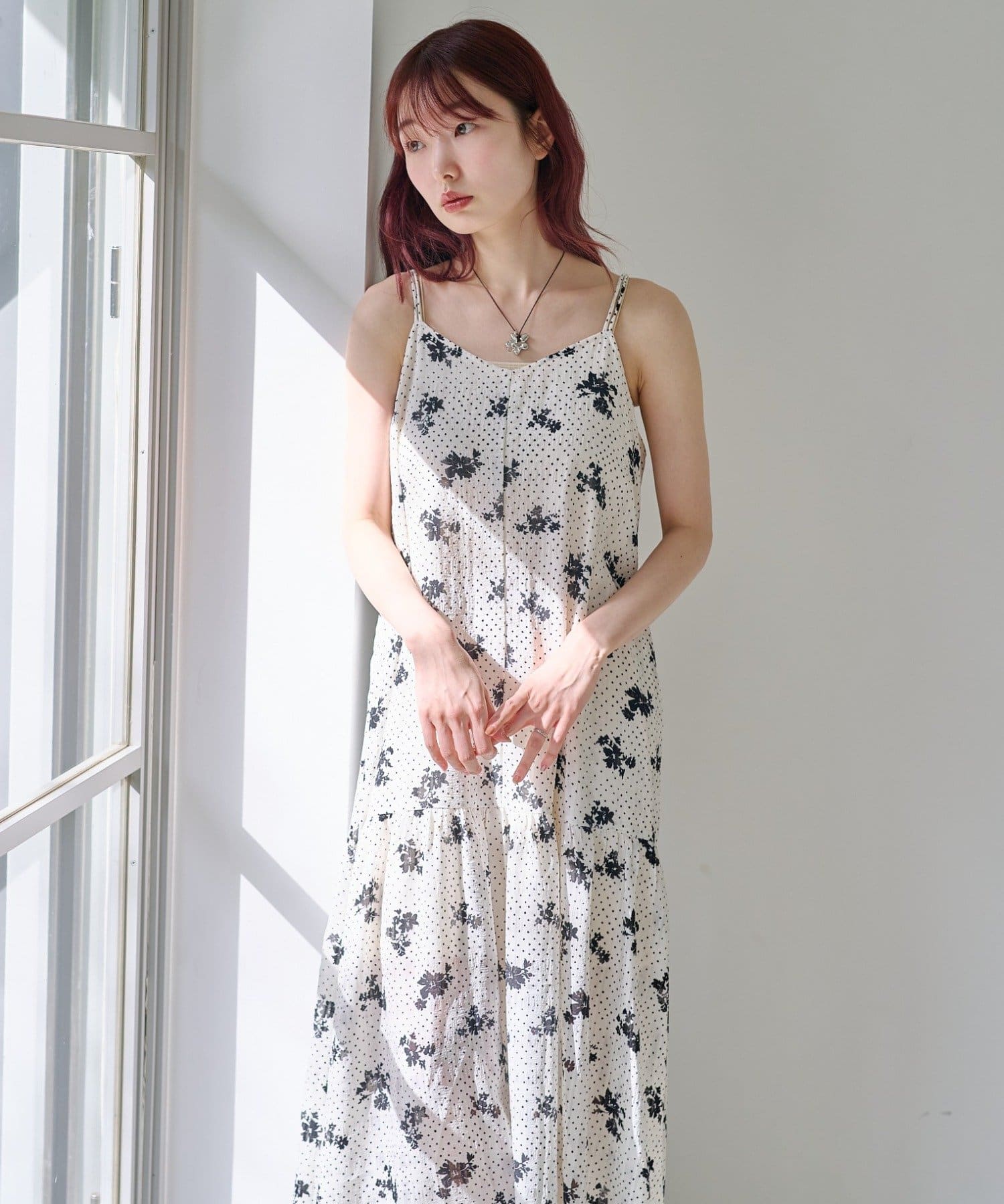 Kastane(カスタネ) 【2.20(金)12:00発売/WEB先行/2サイズ展開/低身長サイズ】ドットフラワーキャミワンピース