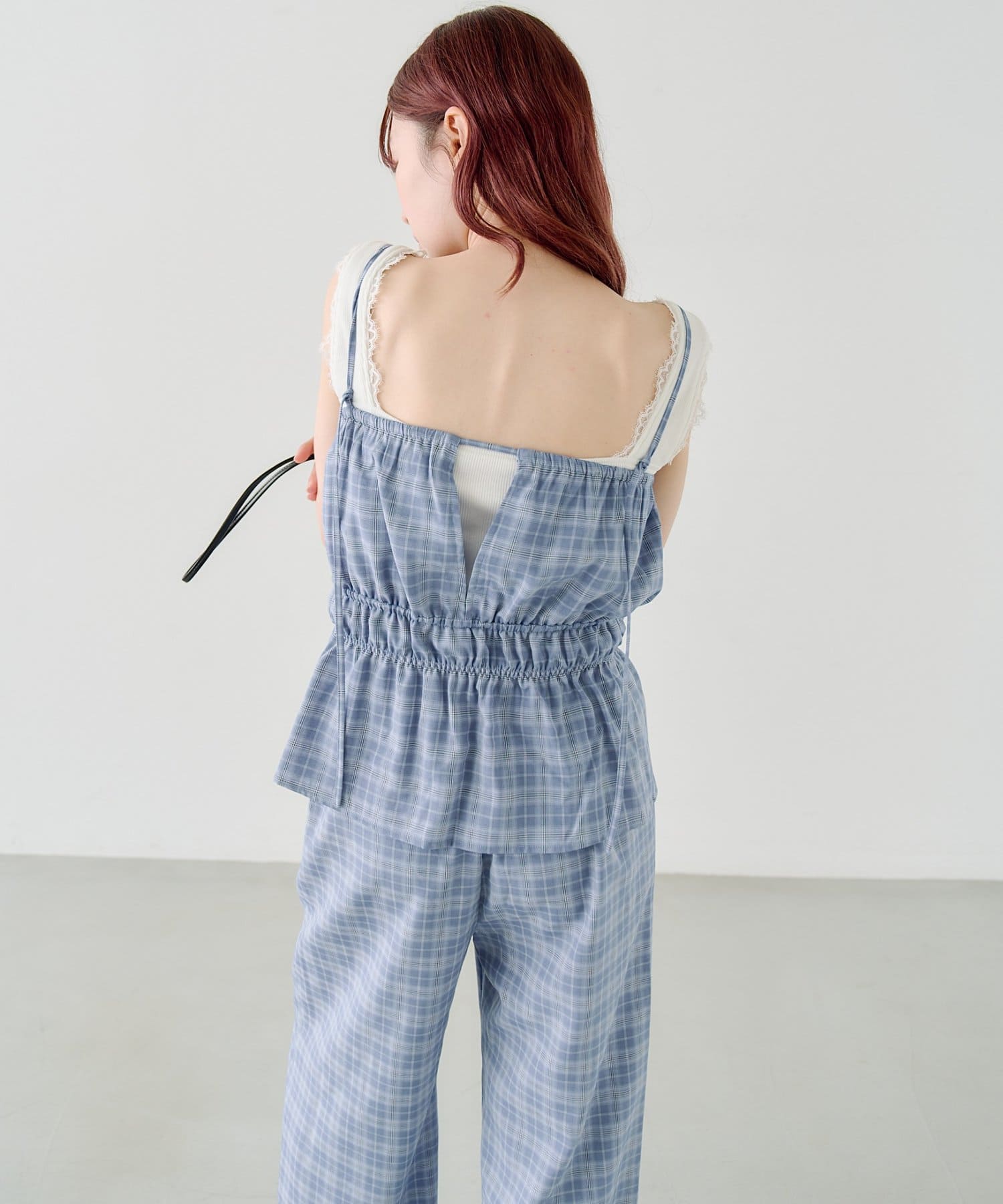 Kastane(カスタネ) 【低身長サイズ/2サイズ展開】チェックギャザーサロペット