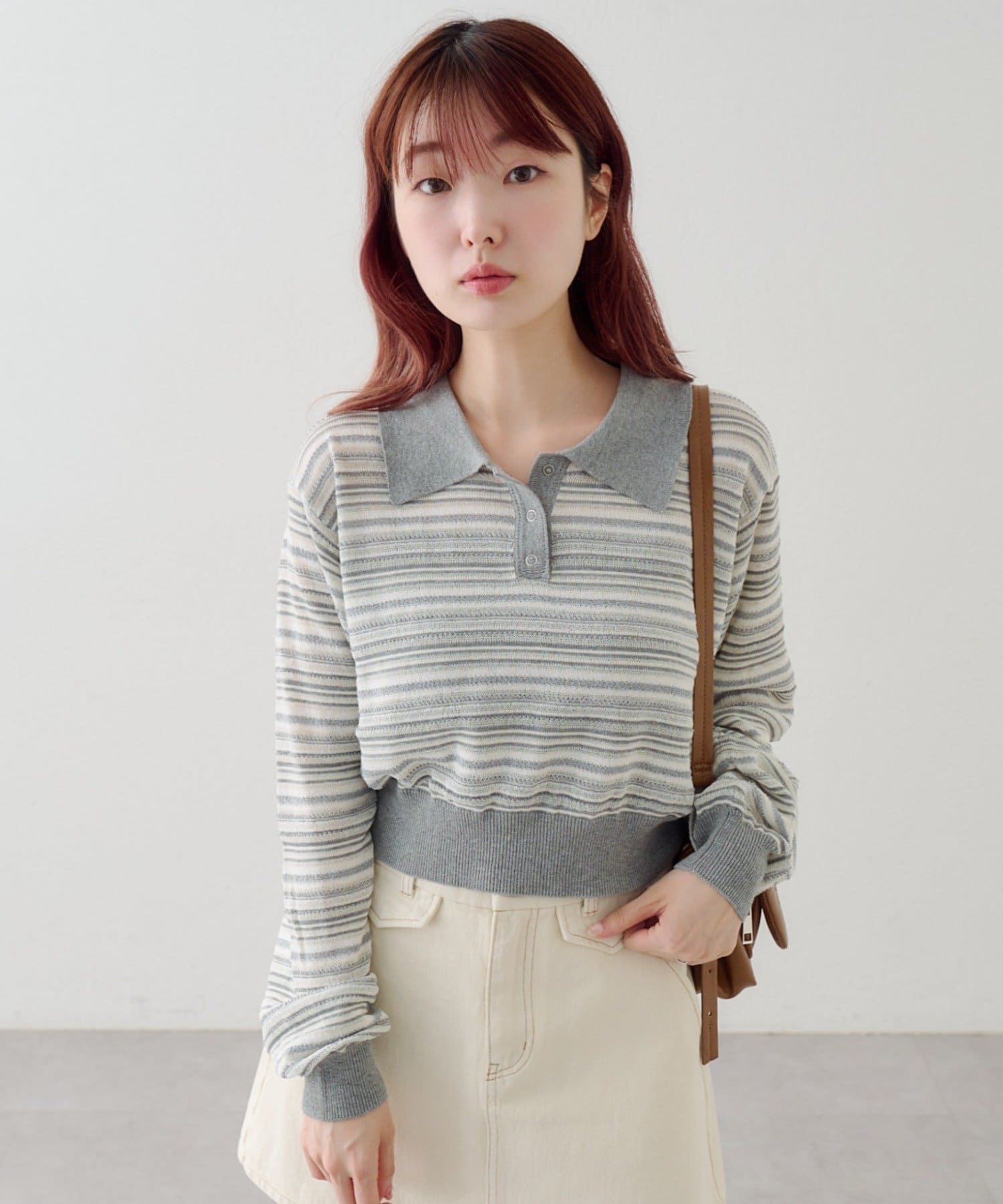 Kastane(カスタネ) ボーダーシアーポロニット