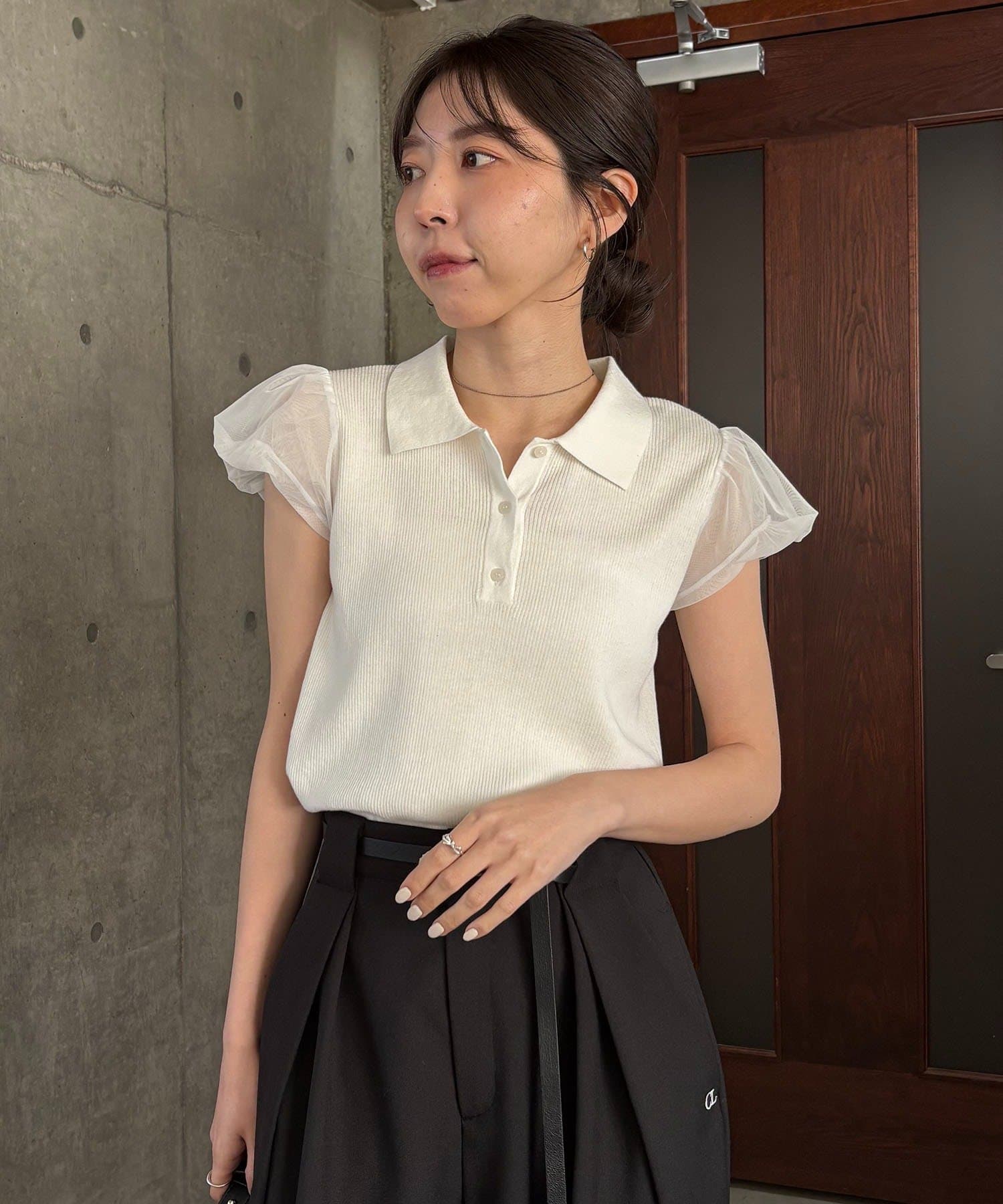 CAPRICIEUX LE'MAGE(カプリシュレマージュ) ミニバルーンスリーブポロニット