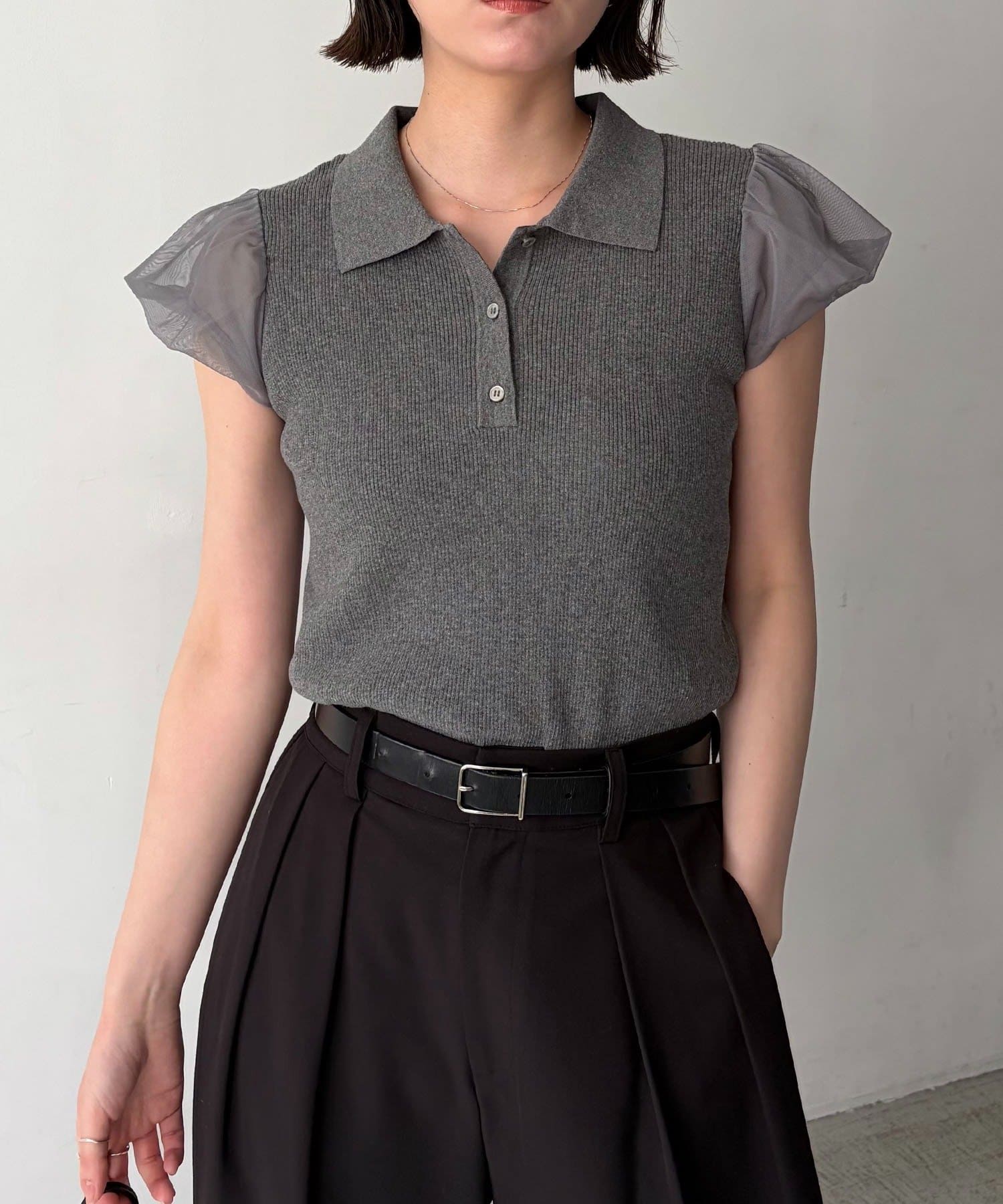 CAPRICIEUX LE'MAGE(カプリシュレマージュ) ミニバルーンスリーブポロニット