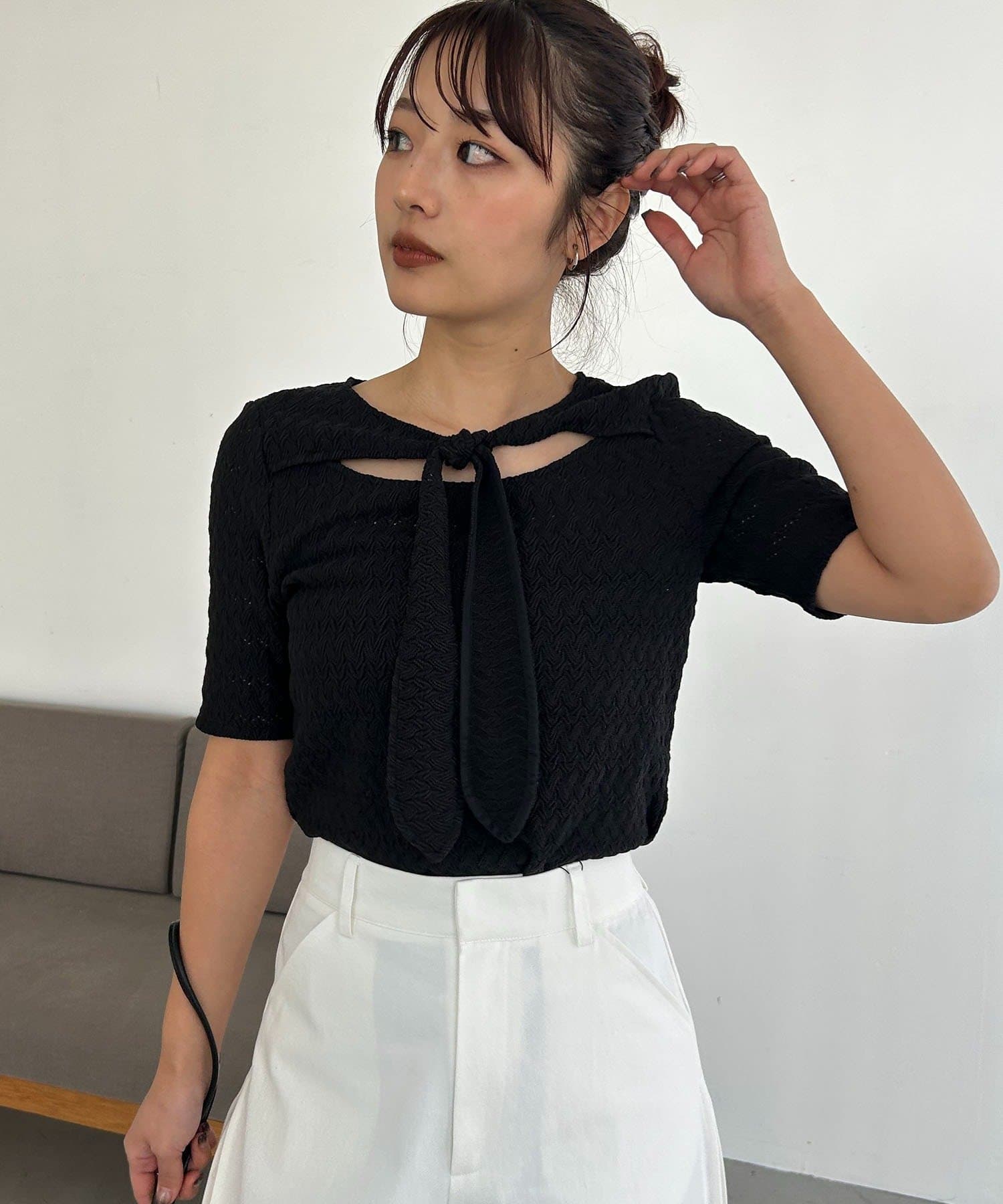 CAPRICIEUX LE'MAGE(カプリシュレマージュ) レースノット5分袖トップス