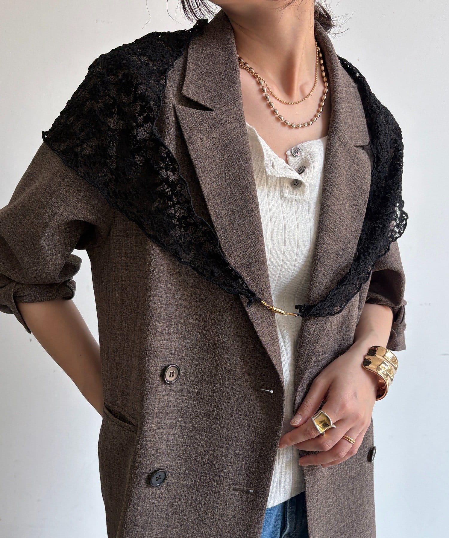 DOUDOU(ドゥドゥ) レースマグネット付スカーフ