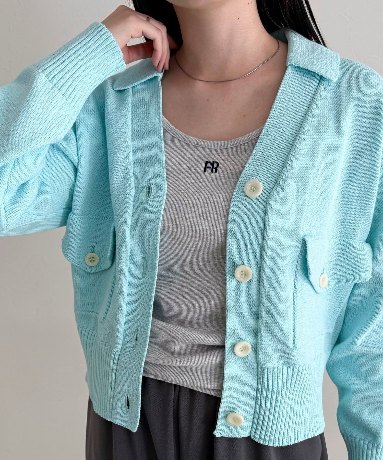 FREDY & GLOSTER(フレディ アンド グロスター) コツトン衿付きVネックカーディガン