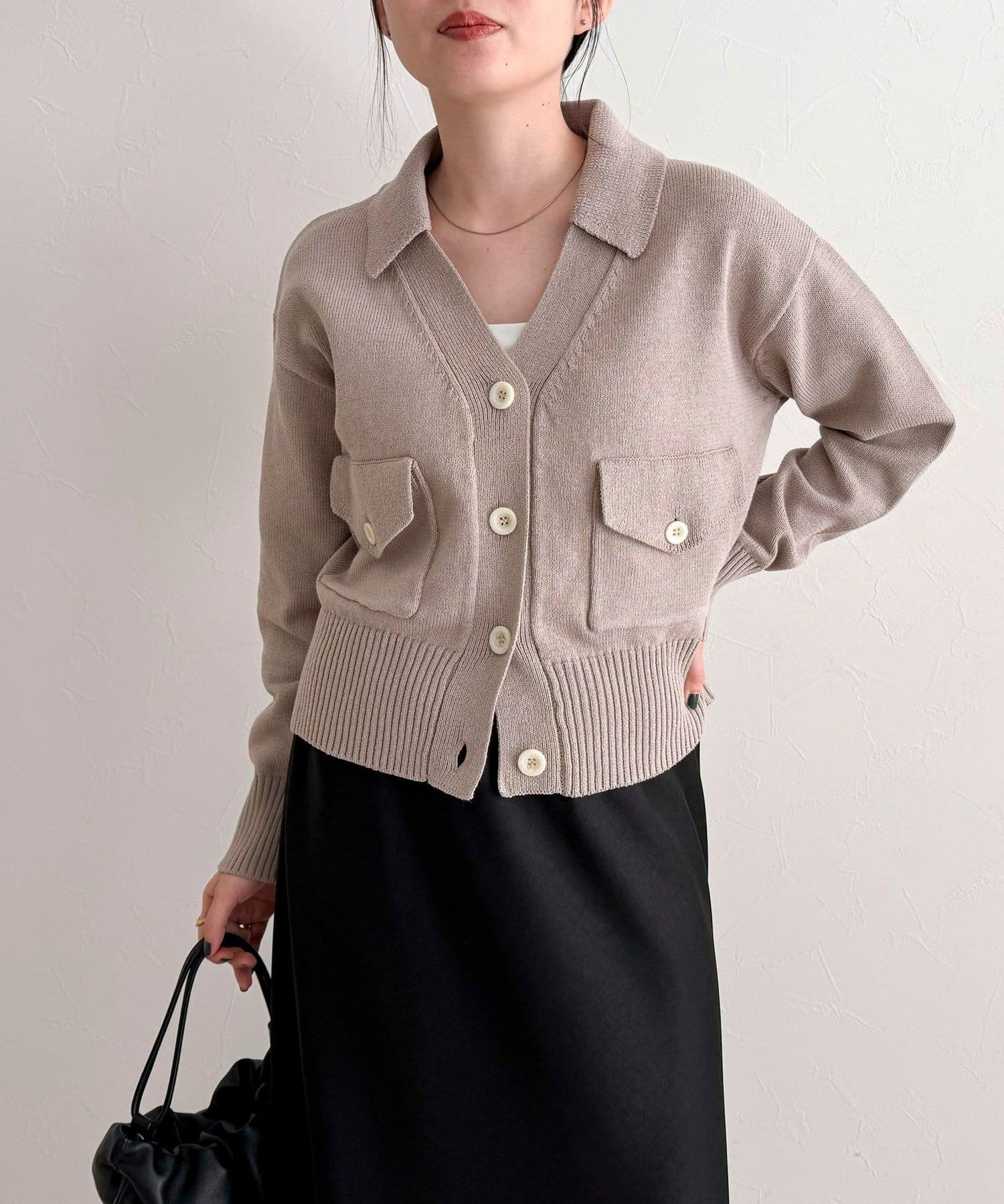 FREDY & GLOSTER(フレディ アンド グロスター) コツトン衿付きVネックカーディガン