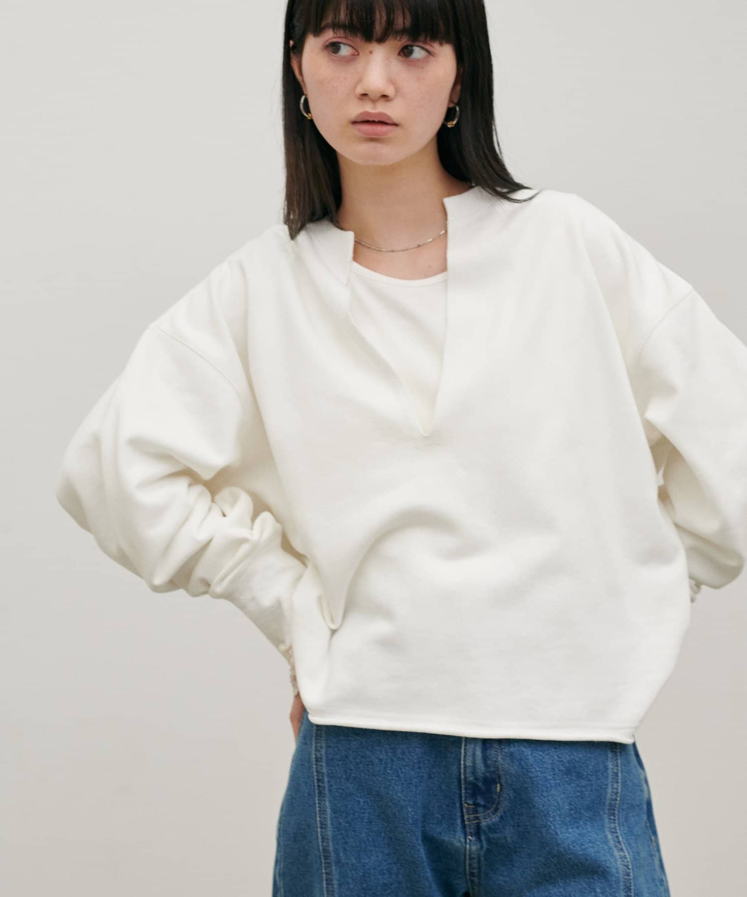 LARUTA(ラルータ) 断ち切りスキッパー裏毛プルオーバー