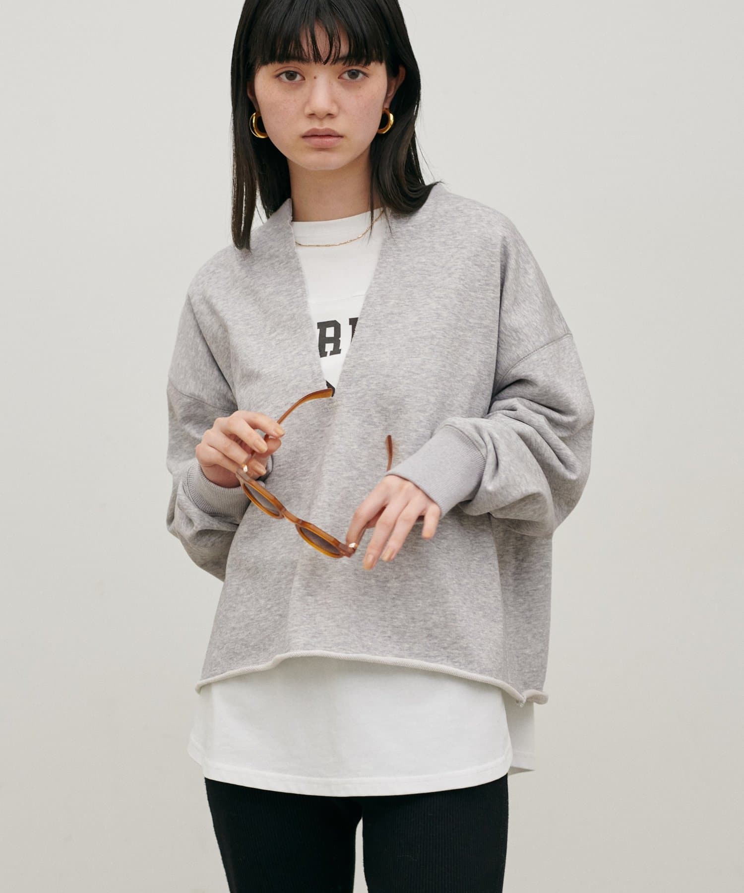 LARUTA(ラルータ) 断ち切りスキッパー裏毛プルオーバー