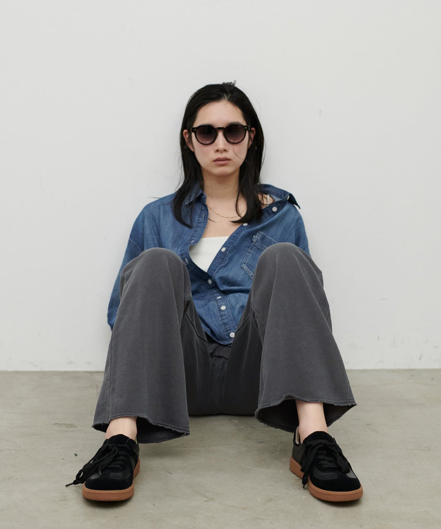 LARUTA(ラルータ) 裾フレアスエットパンツ