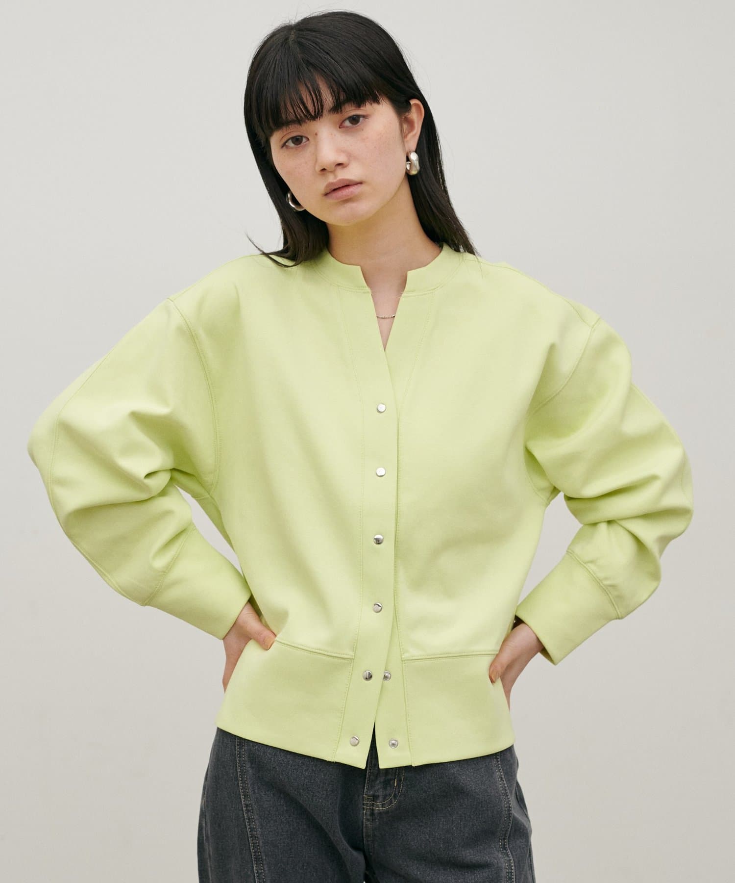 LARUTA(ラルータ) ドット釦スキッパーカーディガン