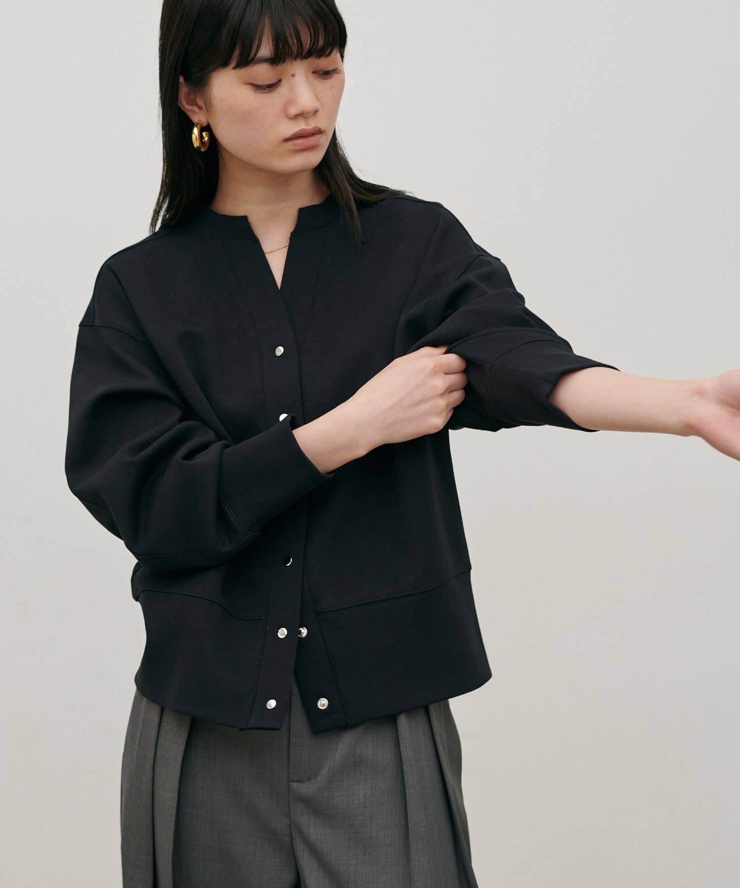 LARUTA(ラルータ) ドット釦スキッパーカーディガン