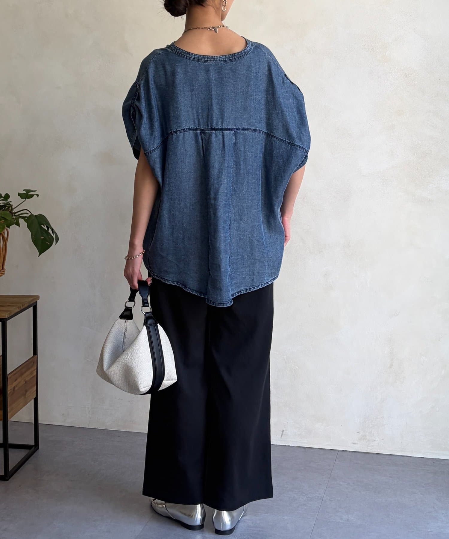 Chez toi(シェトワ) リネンライク配色イージーパンツ