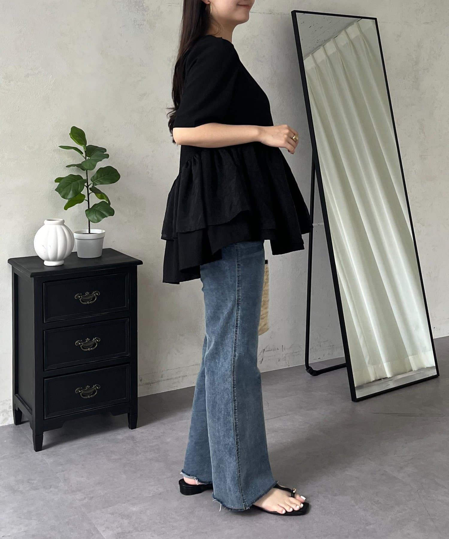 prose verse(プロズヴェール) オーガンジーレイヤードサイドフリルブラウス