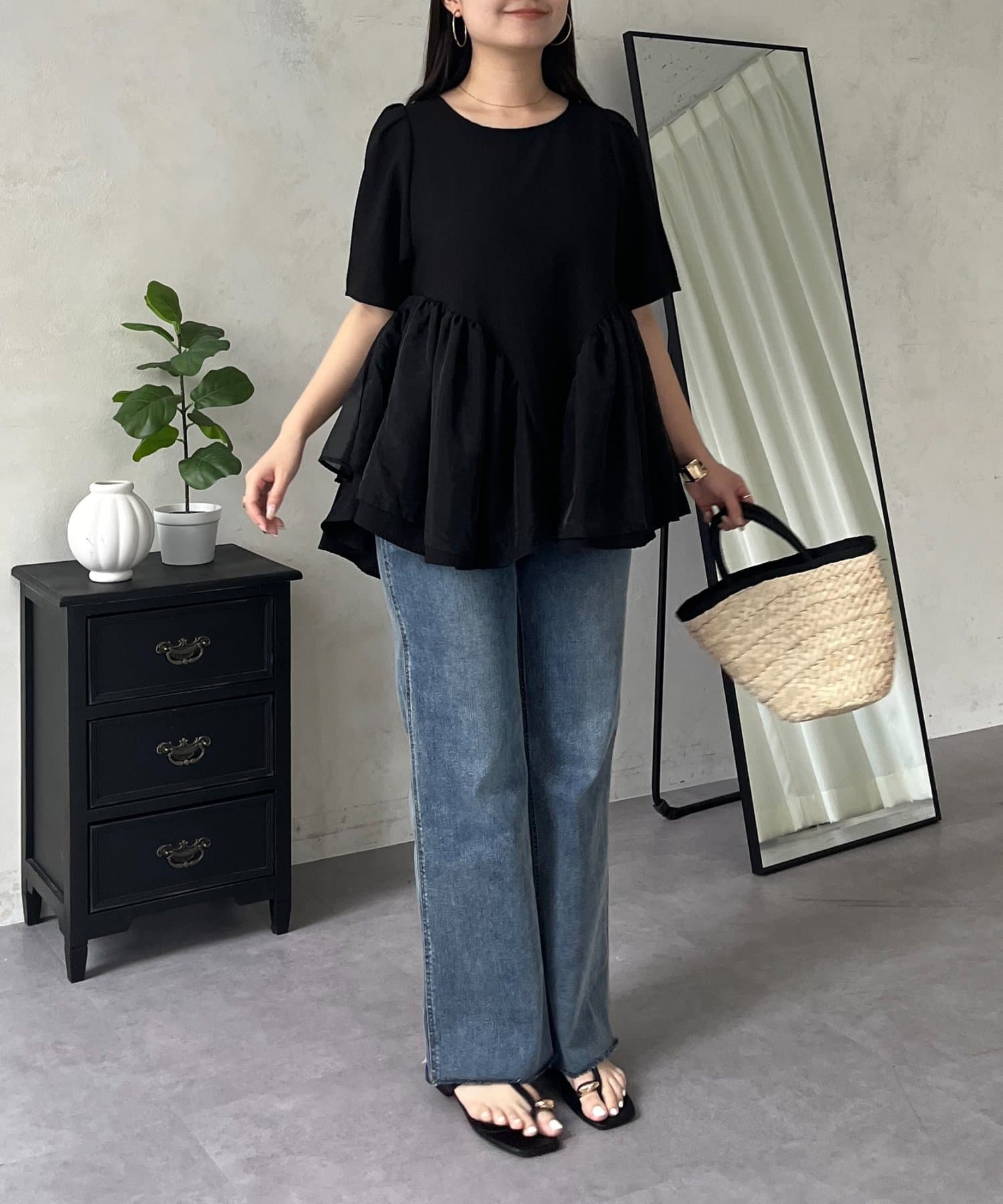 prose verse(プロズヴェール) オーガンジーレイヤードサイドフリルブラウス