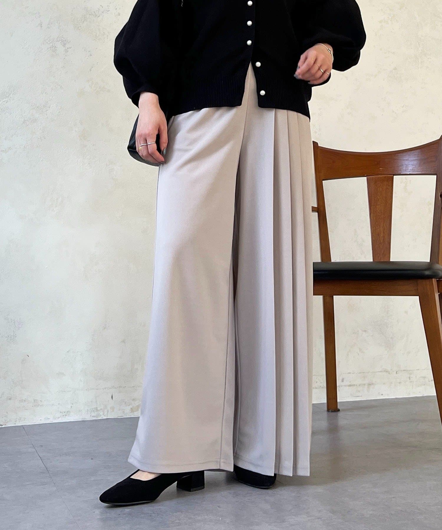 un dix cors(アンディコール) ジョーゼットサイドプリーツ