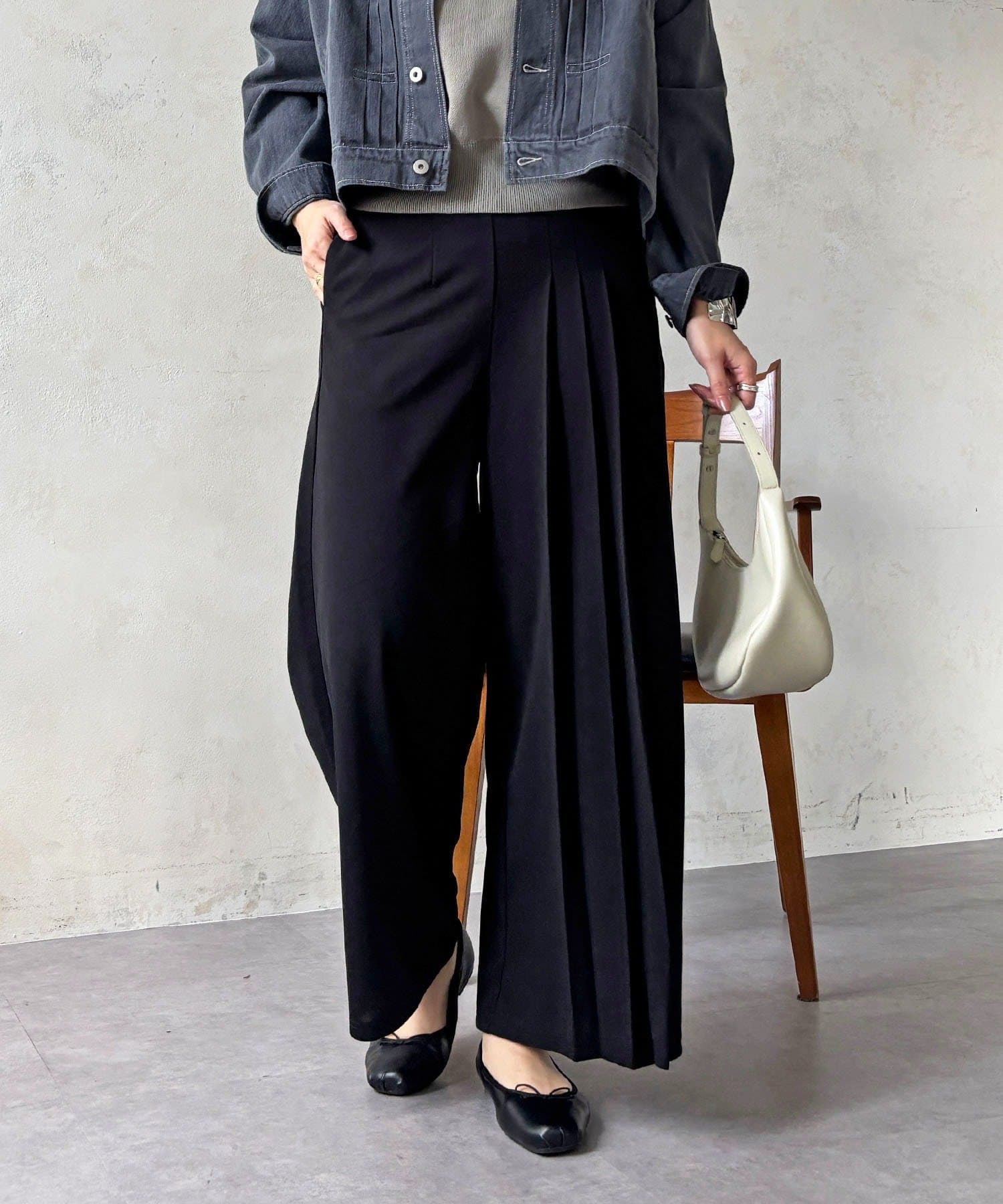 un dix cors(アンディコール) ジョーゼットサイドプリーツ