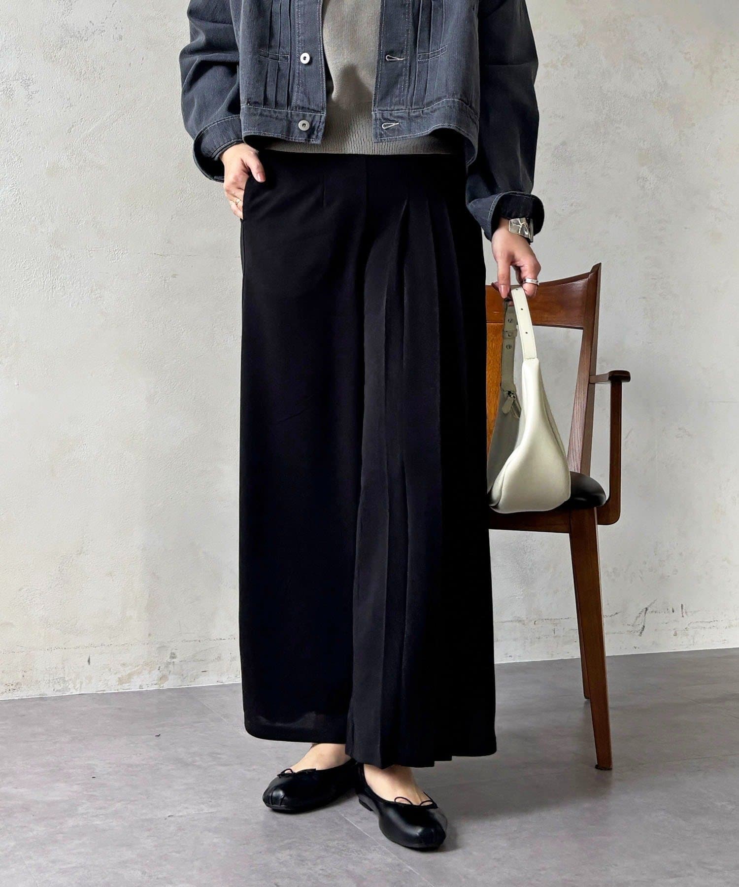 un dix cors(アンディコール) ジョーゼットサイドプリーツ