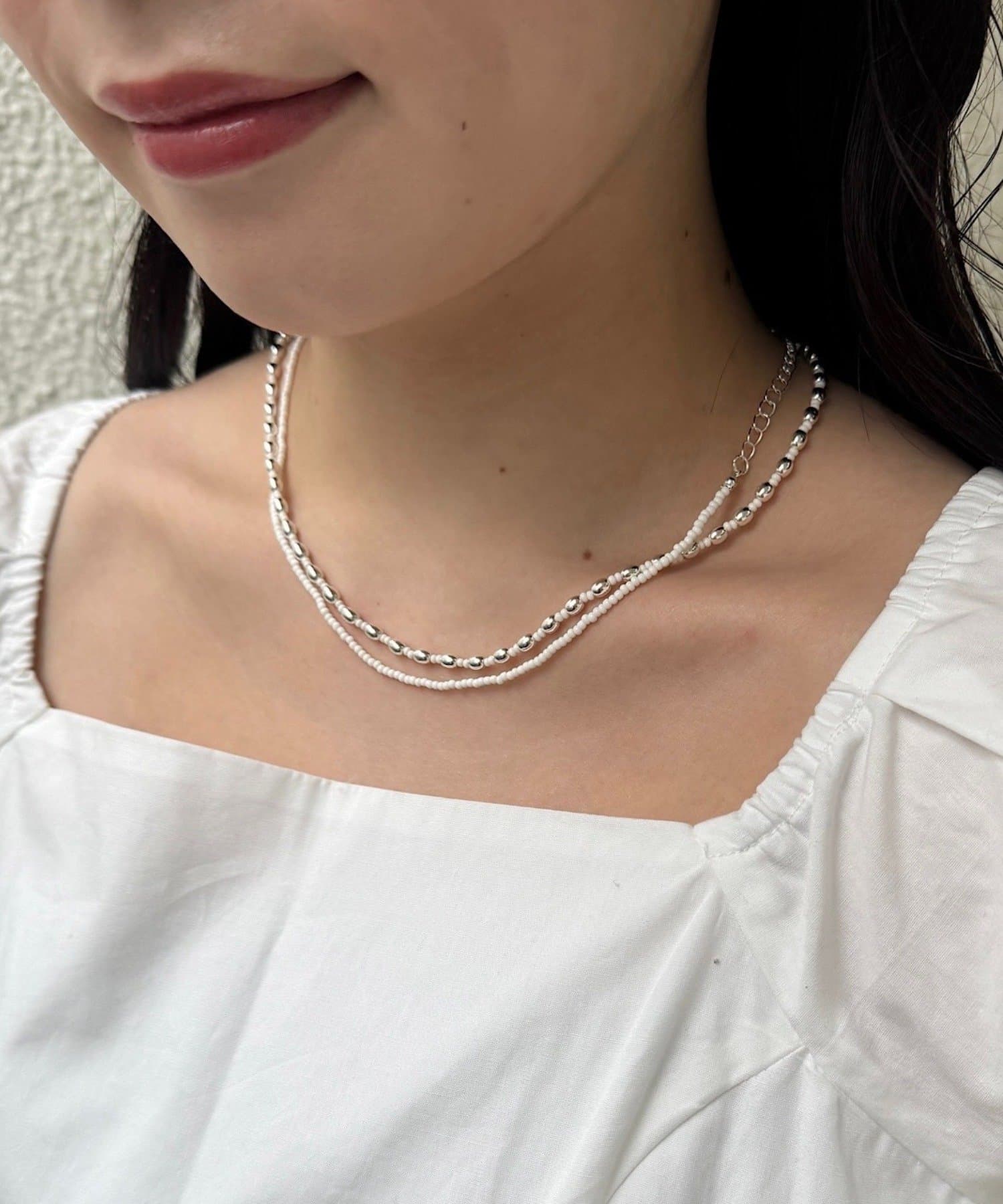 Kastane(カスタネ) 【fiw.】ビーズダブルネックレス