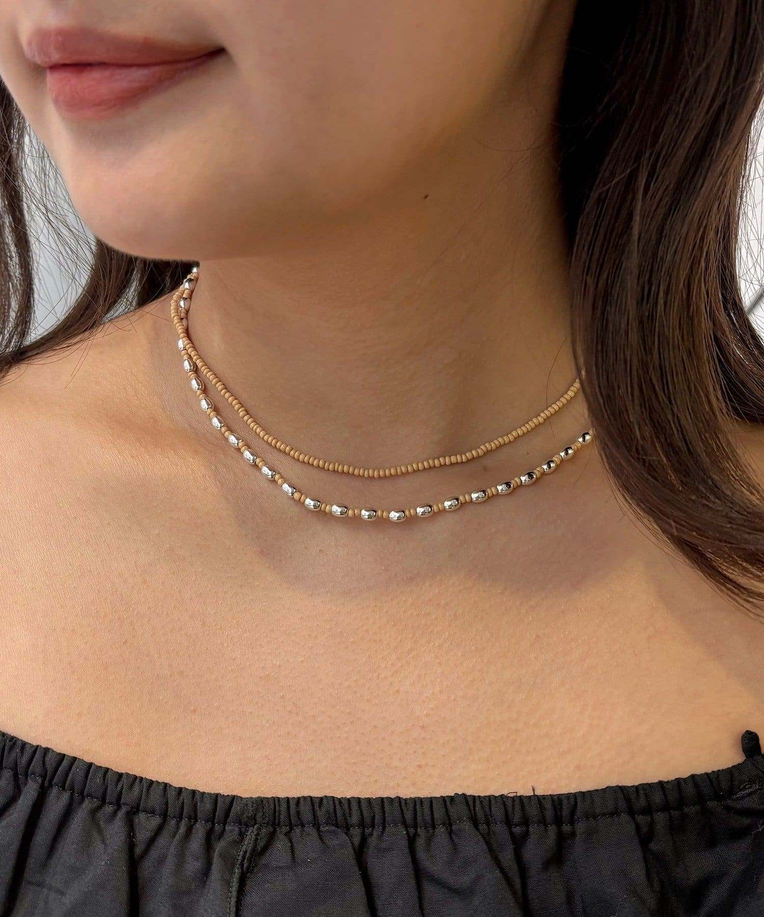 Kastane(カスタネ) 【fiw.】ビーズダブルネックレス