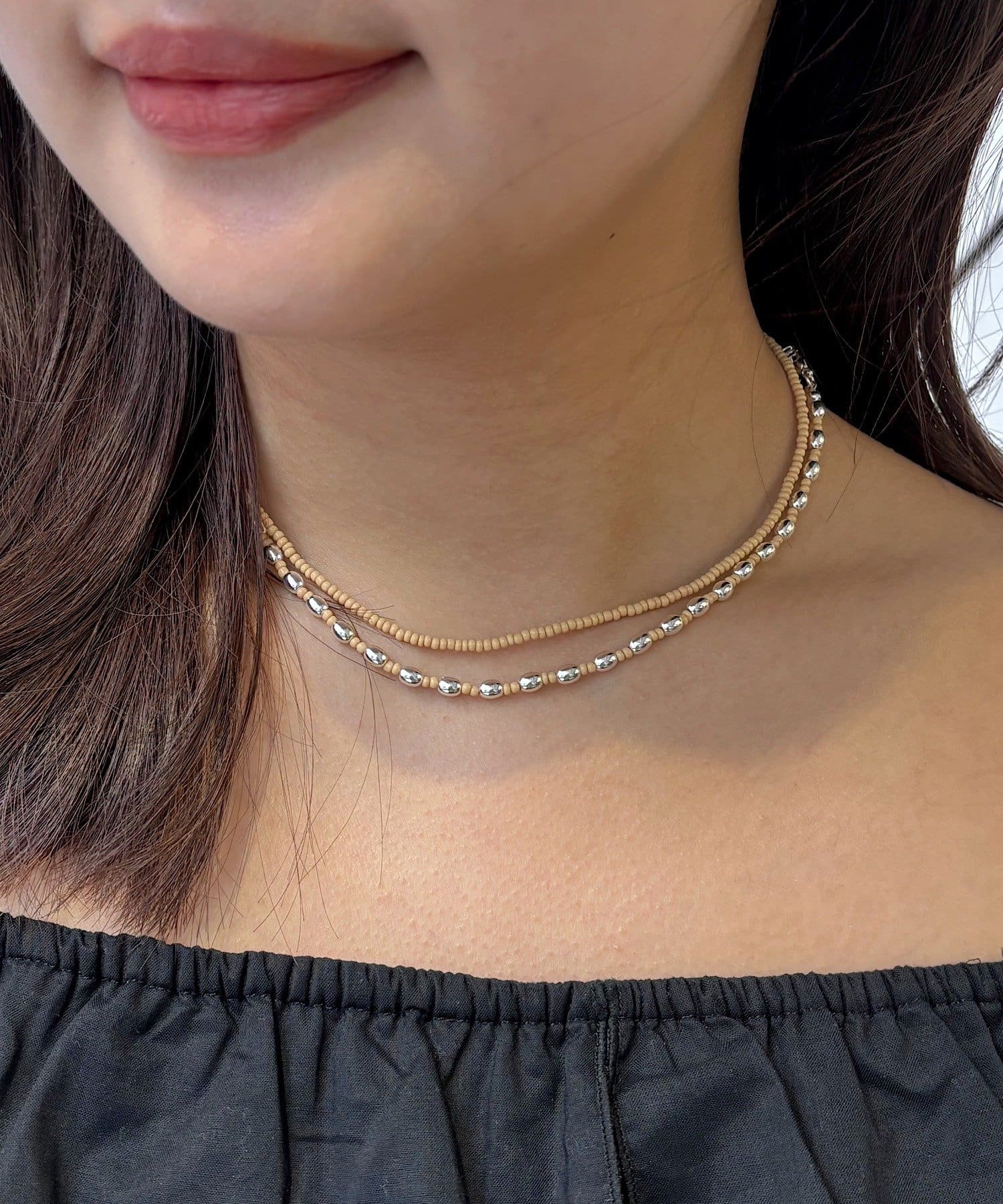 Kastane(カスタネ) 【fiw.】ビーズダブルネックレス