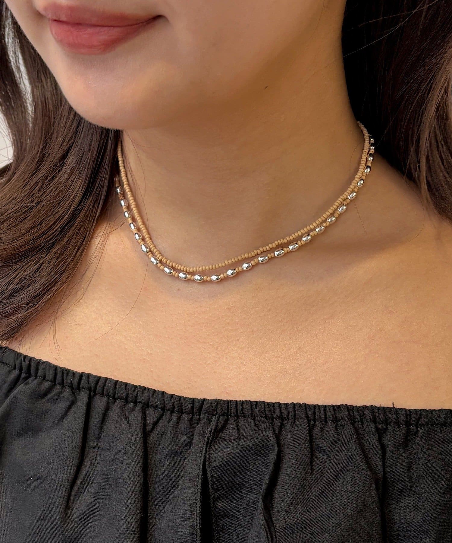 Kastane(カスタネ) 【fiw.】ビーズダブルネックレス