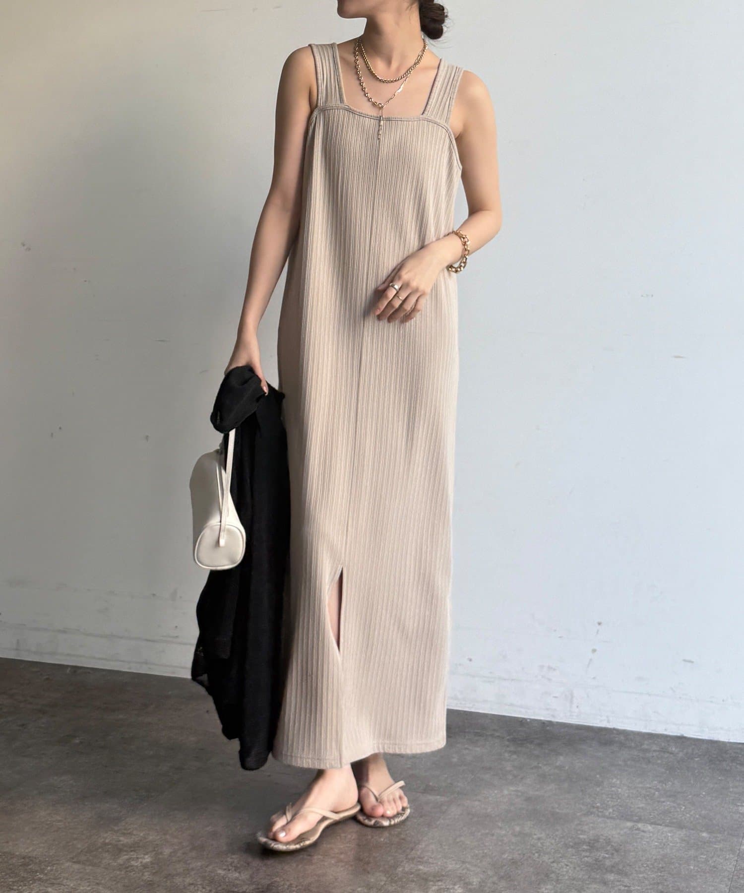 DOUDOU(ドゥドゥ) 【WEB限定】前後2WAYリブタンクワンピース