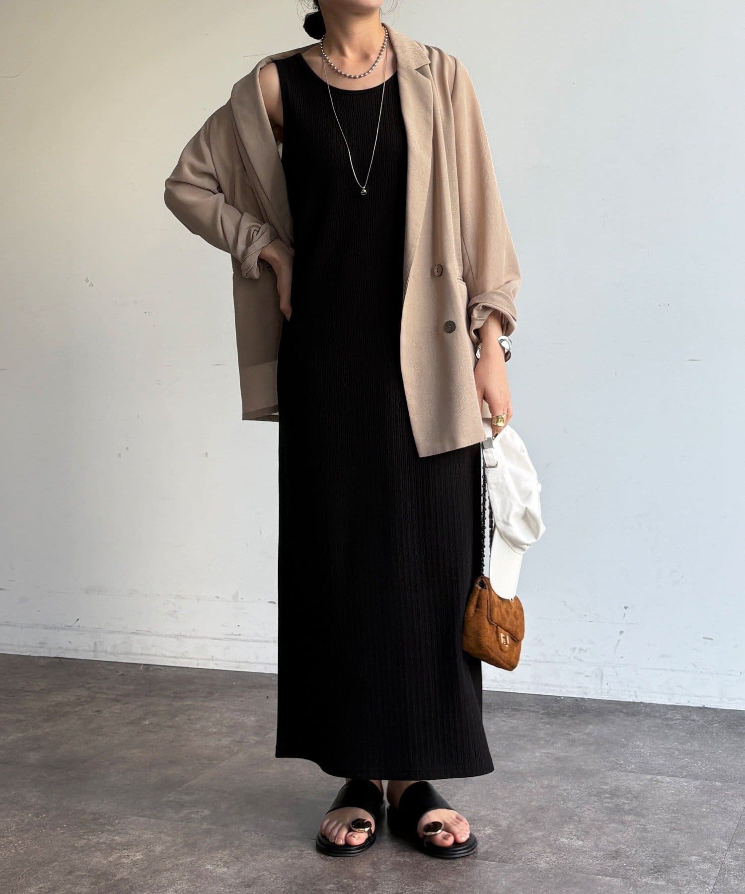 DOUDOU(ドゥドゥ) 【WEB限定】前後2WAYリブタンクワンピース