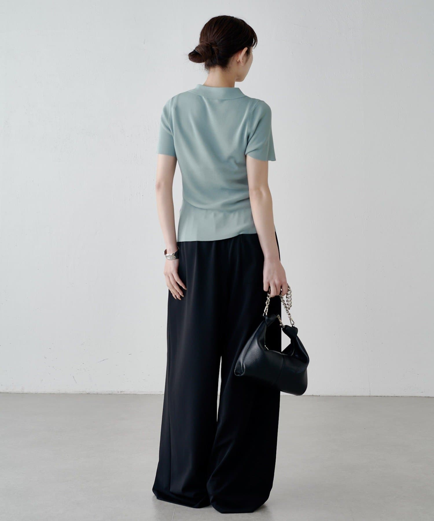 Lui's(ルイス) 前ギャザーデザイン半袖ニットプルオーバー