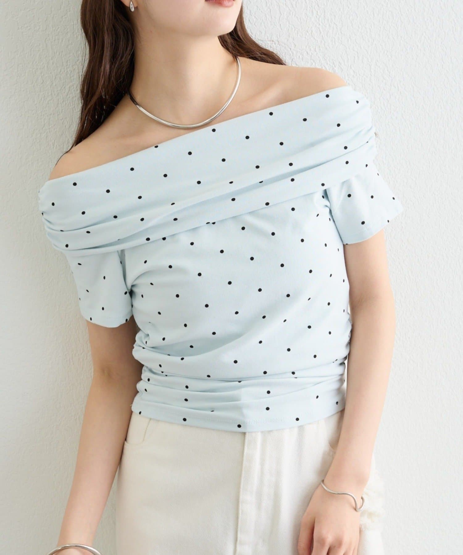 mystic(ミスティック) 《WEB限定》ドットオフショルTシャツ