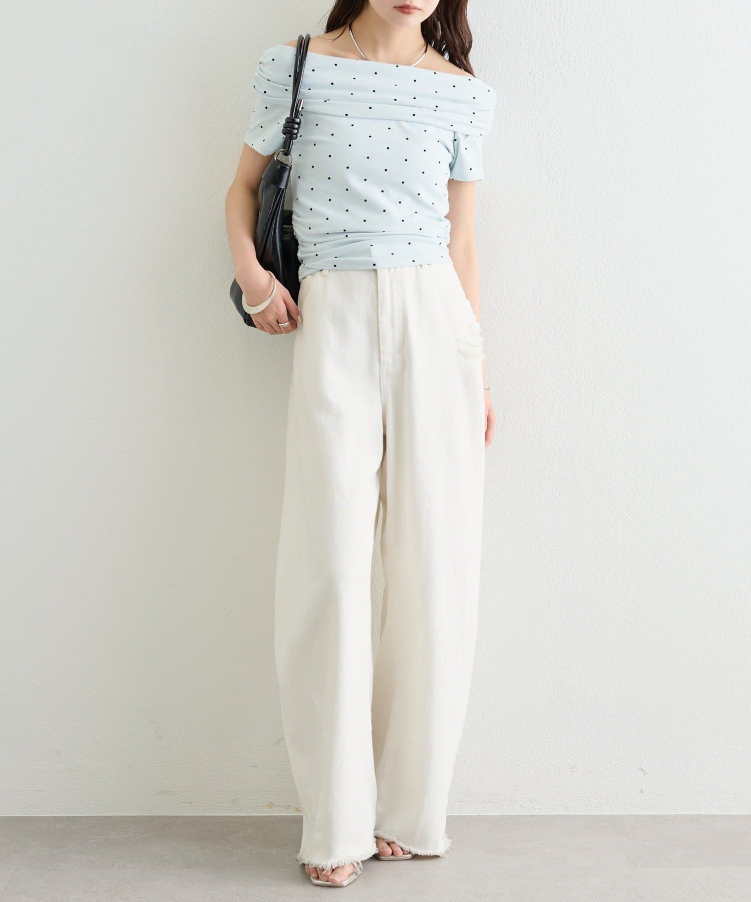 mystic(ミスティック) 《WEB限定》ドットオフショルTシャツ